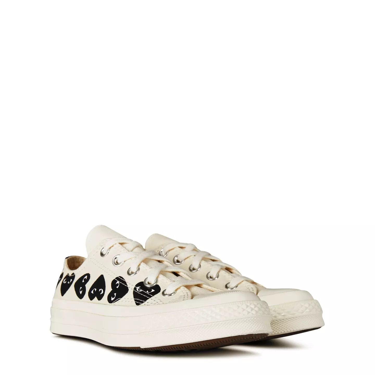 Comme des Garcons PLAY o1g2r1mq0426 Multi Hearts-Print Low-Top Sneakers in Beige Size US 7 / EU 40 - 4 Thumbnail