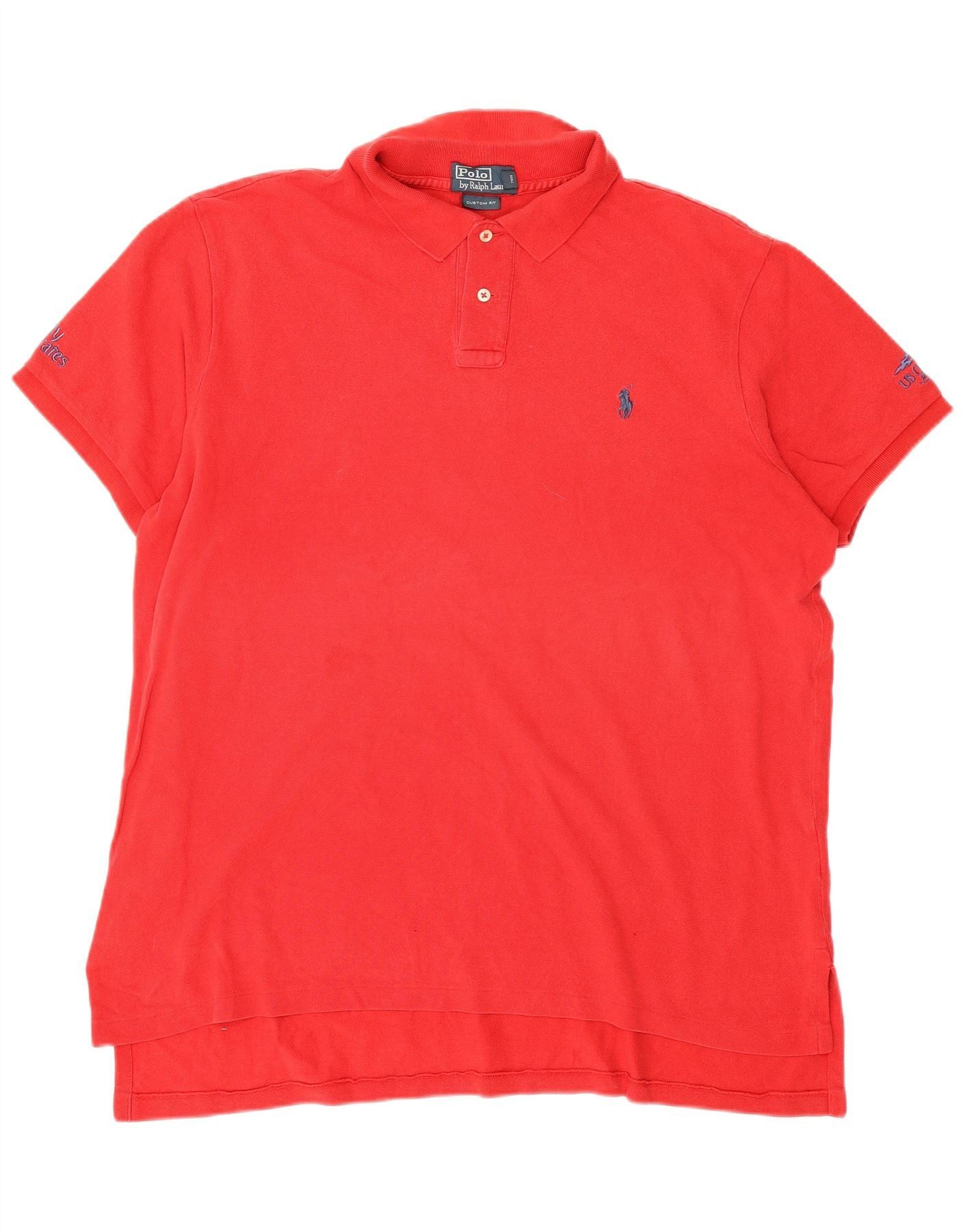 Polo Ralph Lauren Mens Custom Fit Polo Shirt XL Red Cotton Size US L / EU 52-54 / 3 - 1 Thumbnail