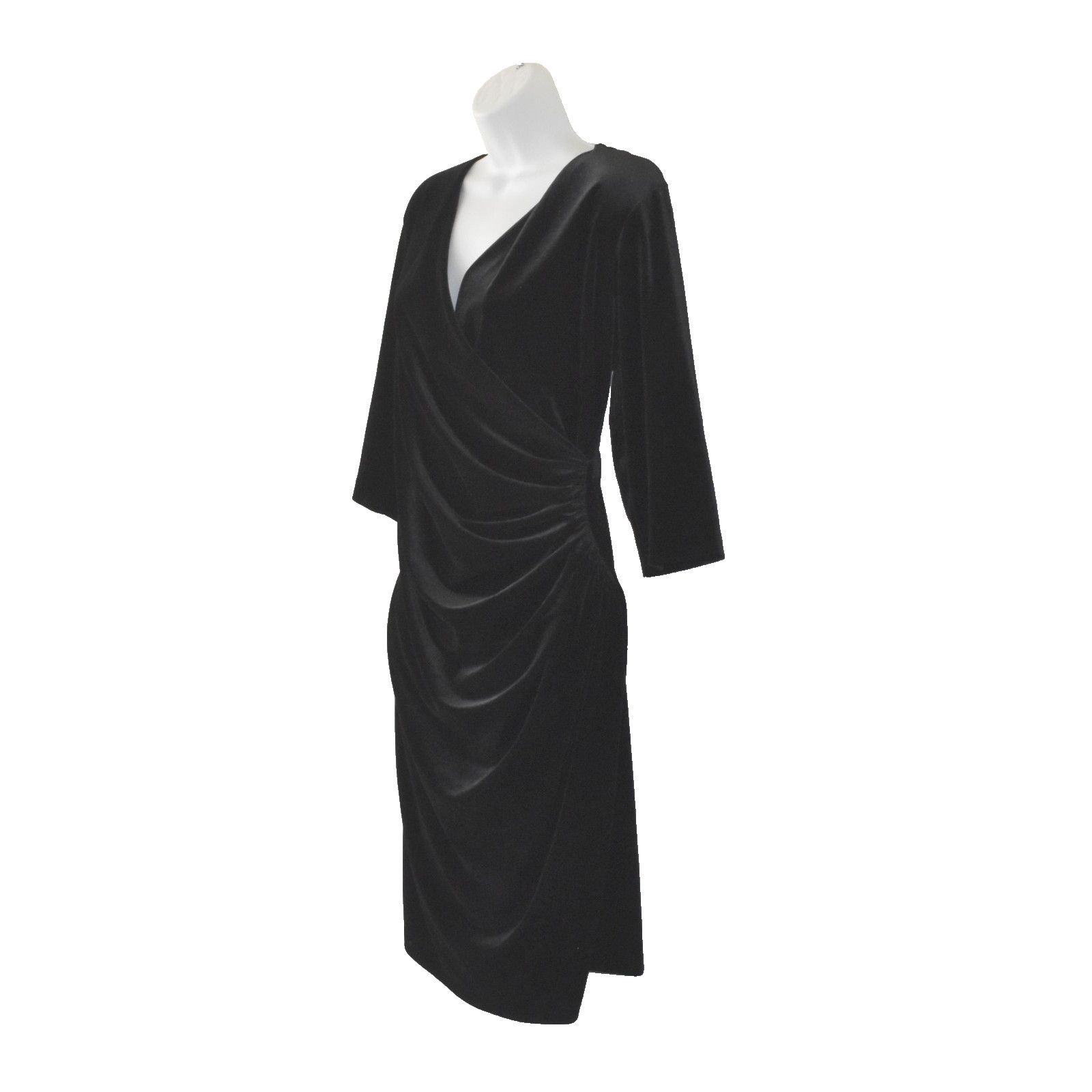 Anatomie ANATOMIE Black Velvet Fake Wrap Cocktail Dress Size XL Size XL / US 12-14 / IT 48-50 - 3 Thumbnail