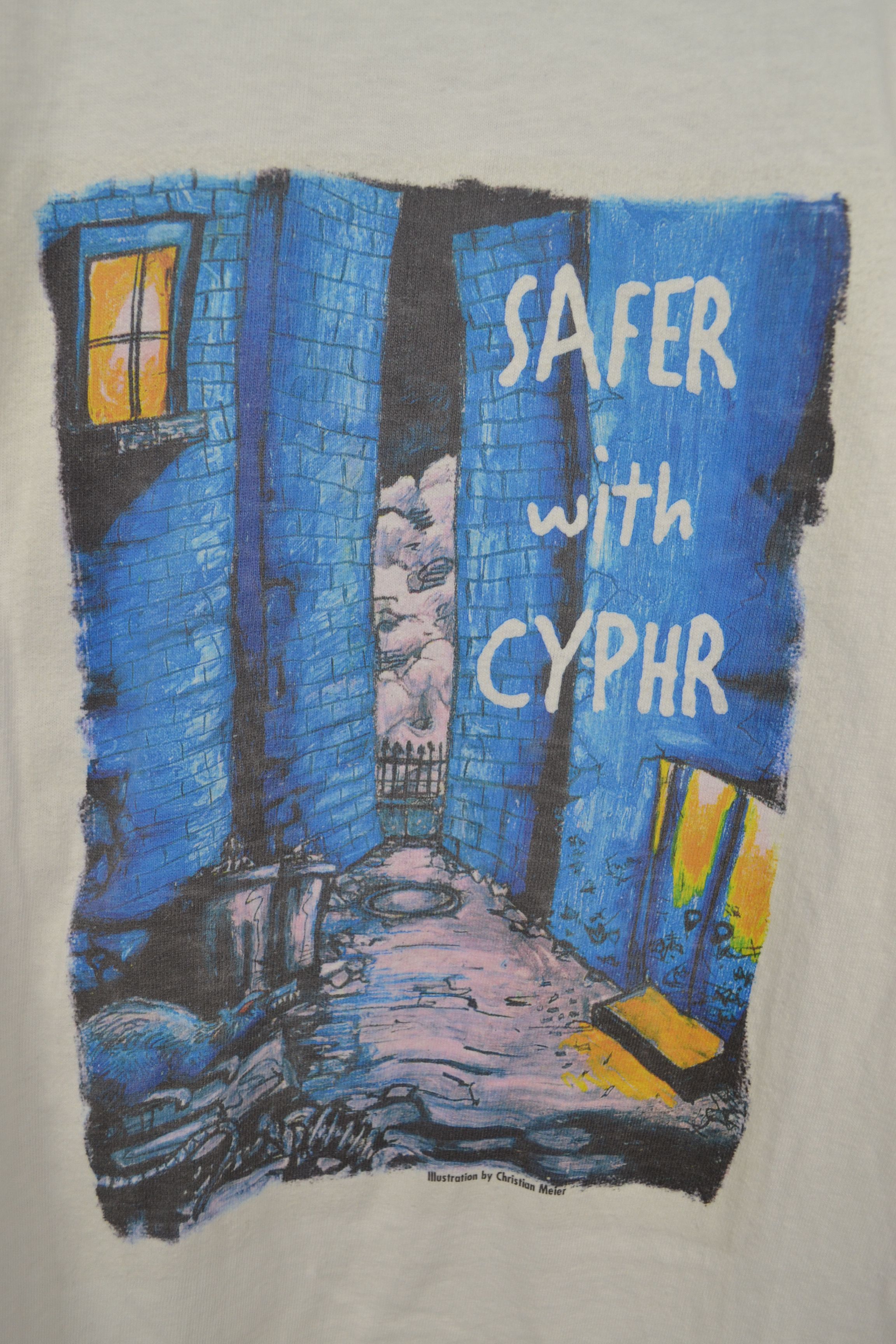 Vintage Vintage Safer With Cyphr L White T-shirt 90s Christian Meier Size US L / EU 52-54 / 3 - 4 Thumbnail