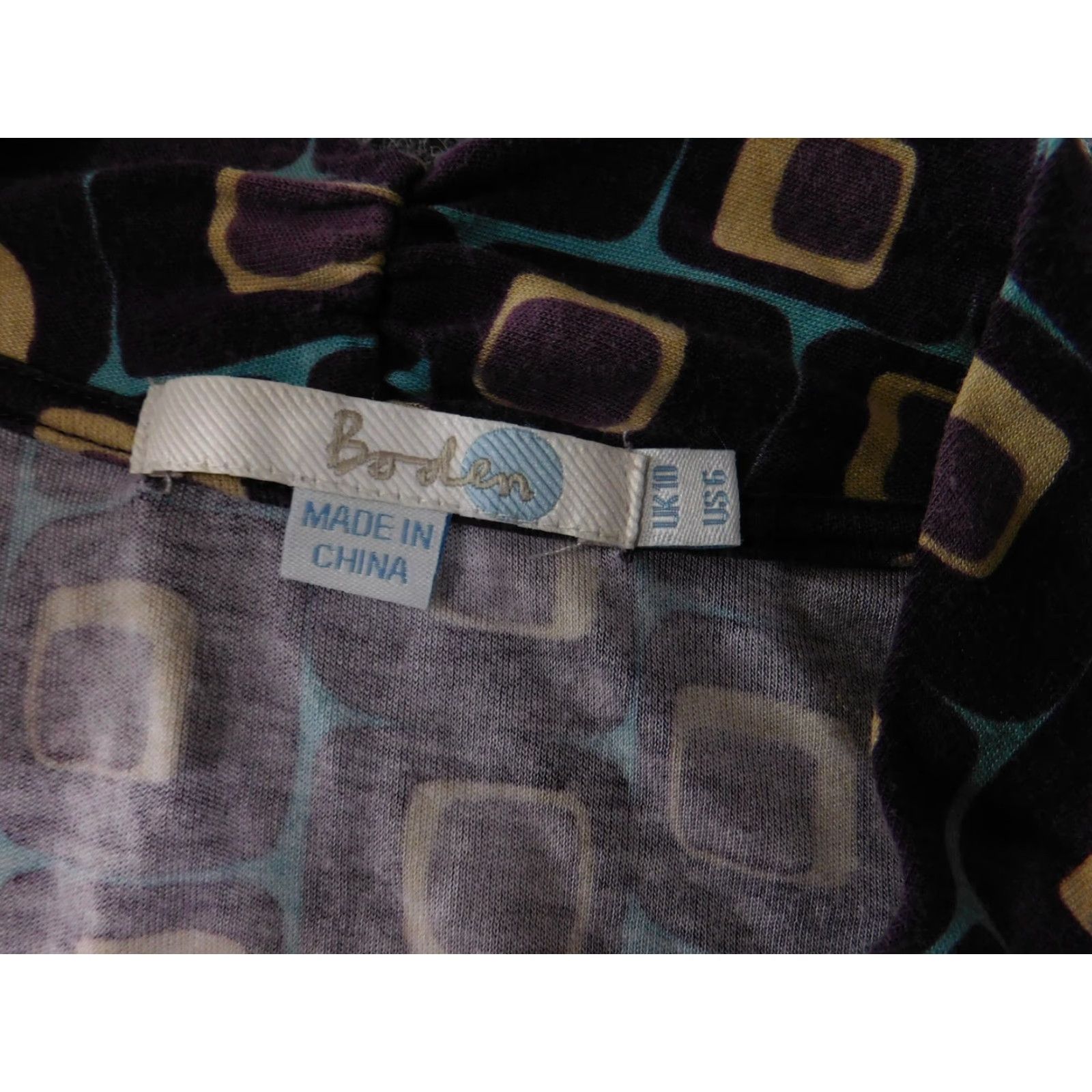 Boden Boden Dress Womens US 6 Purple Geometric Retro Mod Print Long Sleeve Lyocell Size M / US 6-8 / IT 42-44 - 4 Thumbnail
