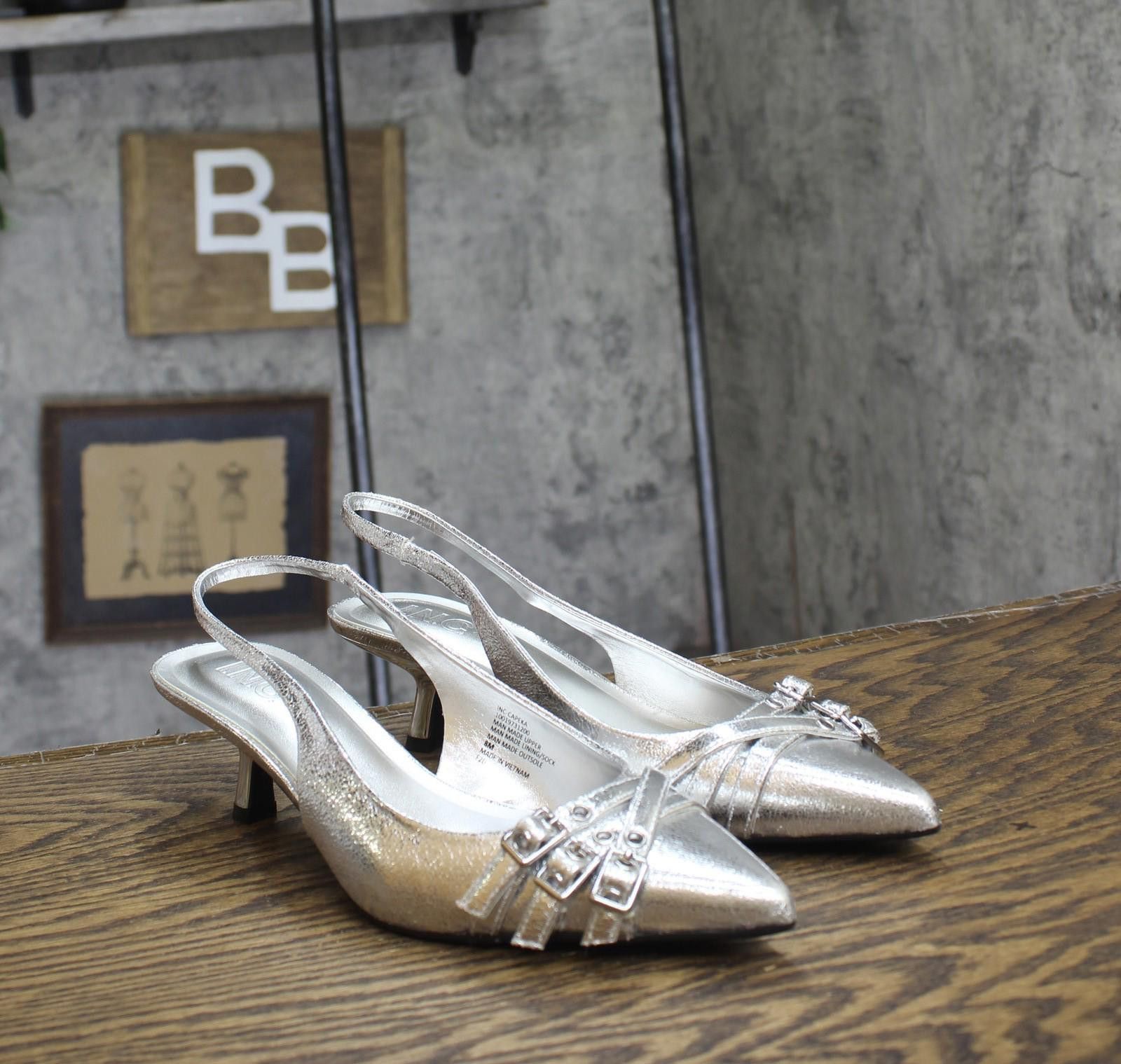 Other Nwt Inc International Concepts Heel Silver Crinkle Gray 8m Size US 8 / IT 38 - 1 Thumbnail