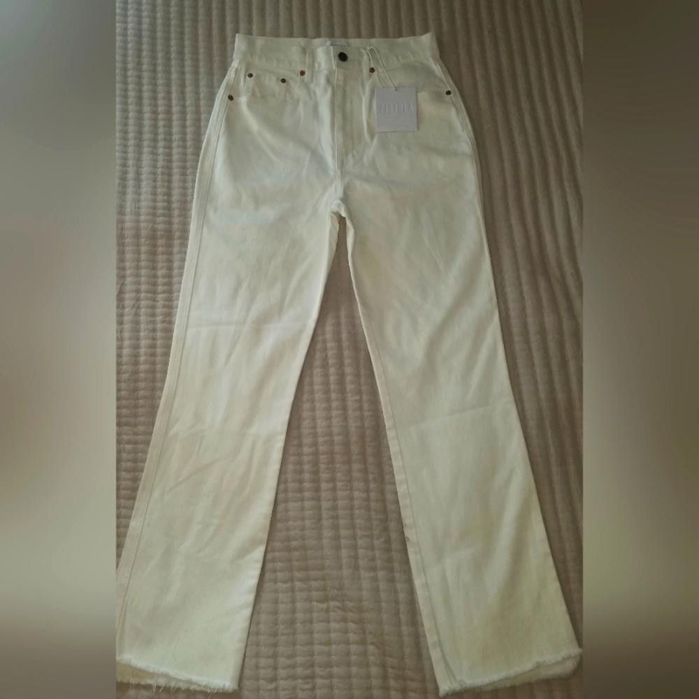 Designer NWT Pistola Eden Infinity High Rise Slim Kick Cream Size 27 Size 27" / US 4 / IT 40 - 3 Thumbnail