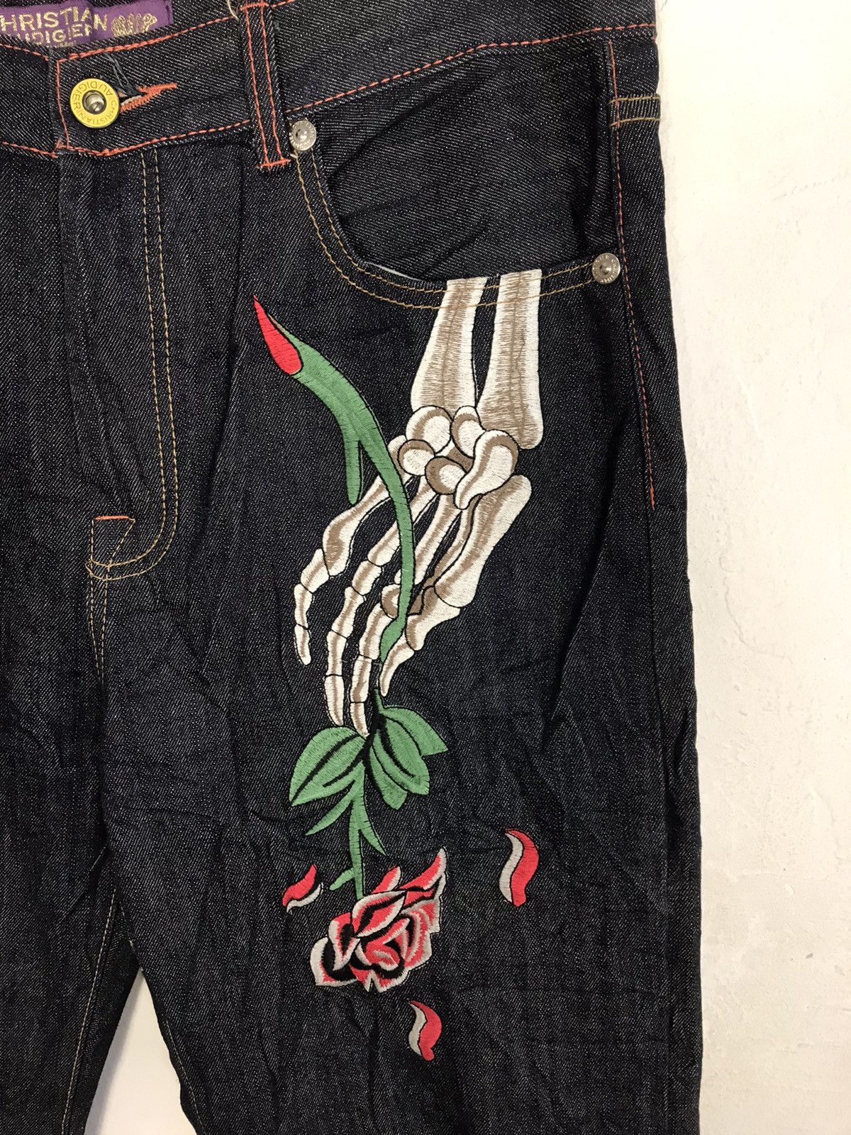 Christian Audigier Ed Hardy Denim Christian Audigier Embroidery Skull Bone Logo Size US 36 / EU 52 - 7 Thumbnail