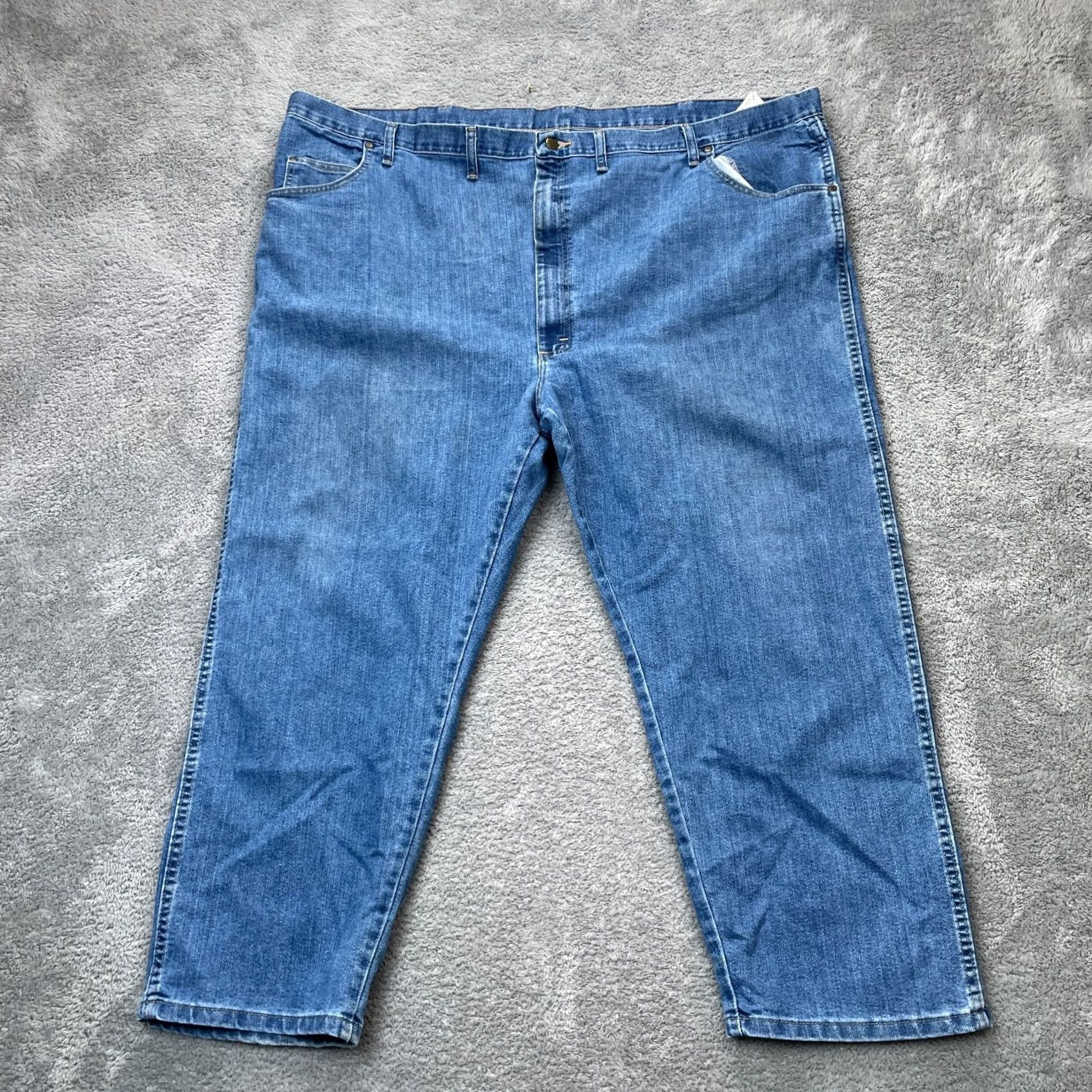 Wrangler VINTAGE Wrangler Jeans Mens 54x28 Blue Cowboy Cut Stretch Flex Straight Denim Work Ranch Jeans Mens 54 Blue Cowboy Western 54x28 Big & Tall Mens Size US 38 / EU 54 - 2 Thumbnail