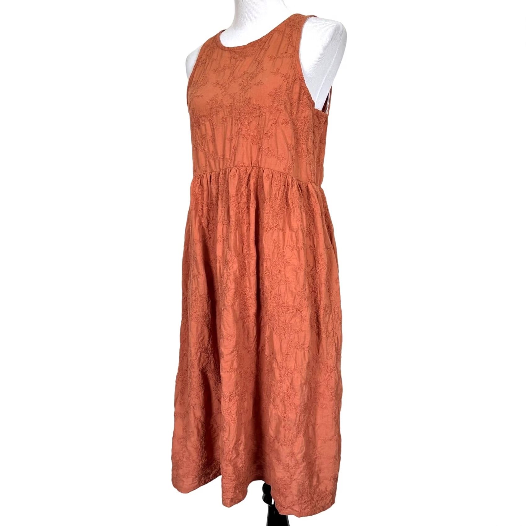 Vintage VINTAGE Cracker Barrel 100% Cotton Women’s Dress Orange Embroidered Sleeveless Midi Bohemian S Womens Size S / US 4 / IT 40 - 3 Thumbnail