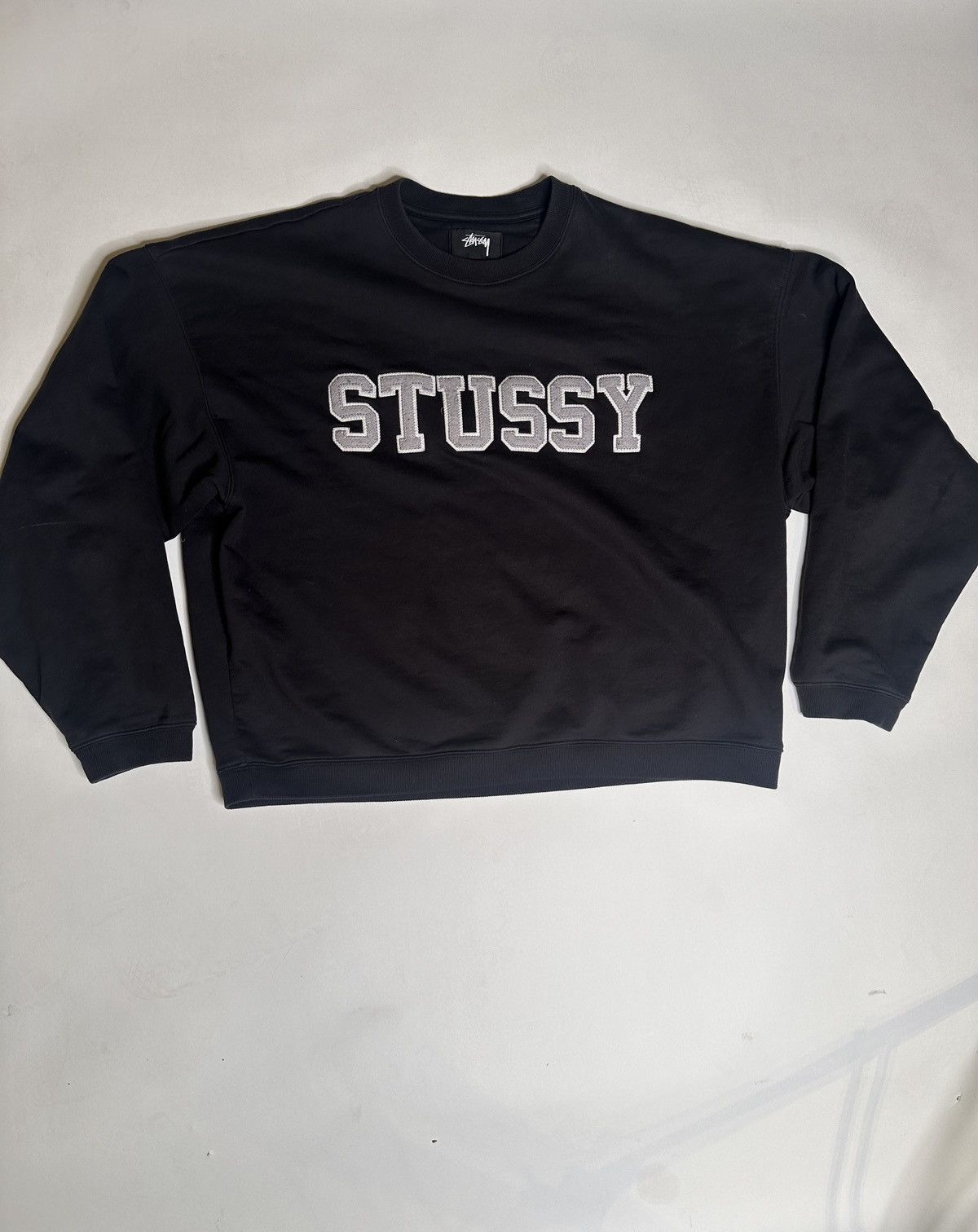 image of Stussy Study Relaxed Oversized Crewneck in Black, Men's (Size Medium)