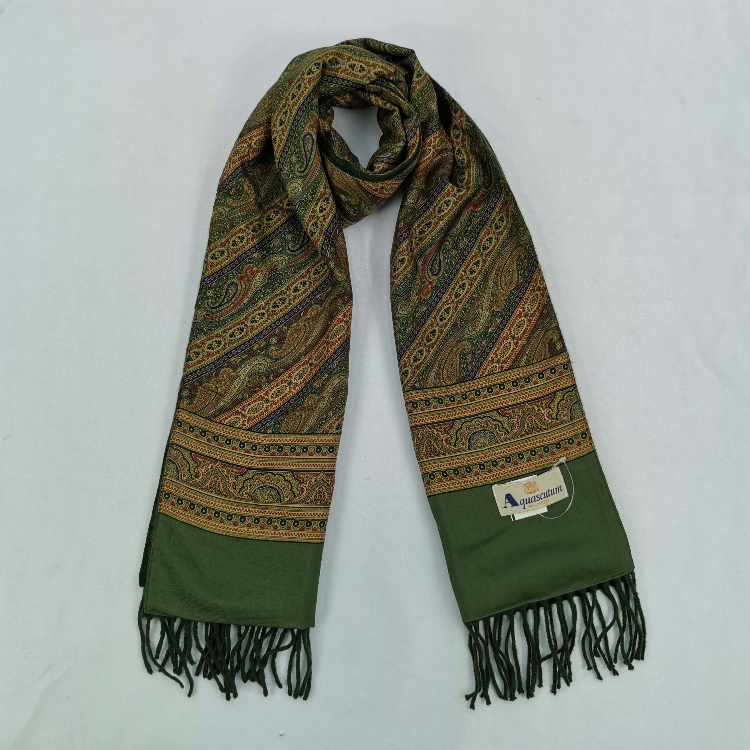 Aquascutum Vintage Aquascutum Scarf Paisley Muffler Wool SiLK - . Size ONE SIZE - 1 Thumbnail