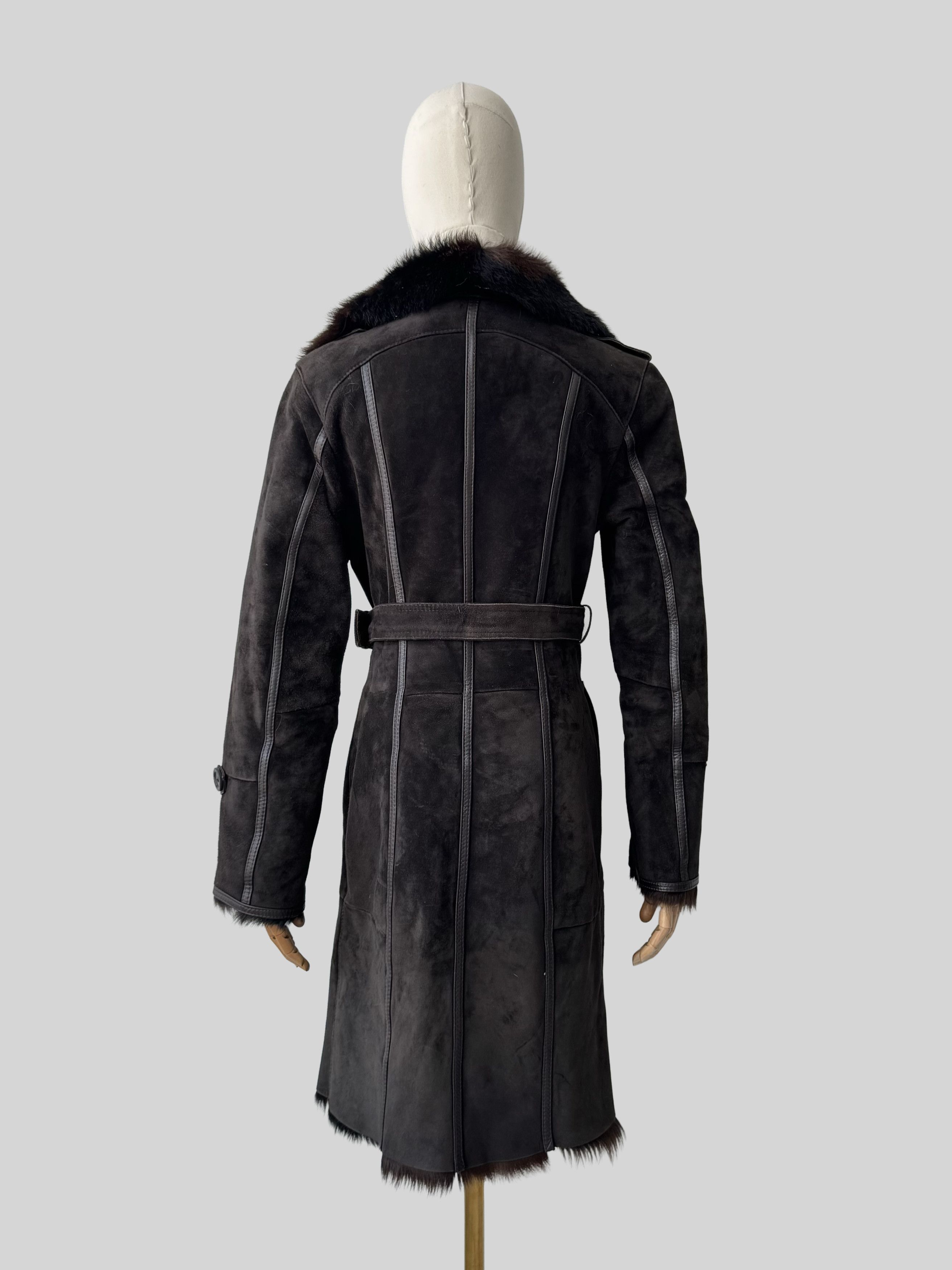 Vintage Vintage Real Leather&Fur Coat With Belt (D15)(D10) Size S / US 4 / IT 40 - 4 Thumbnail