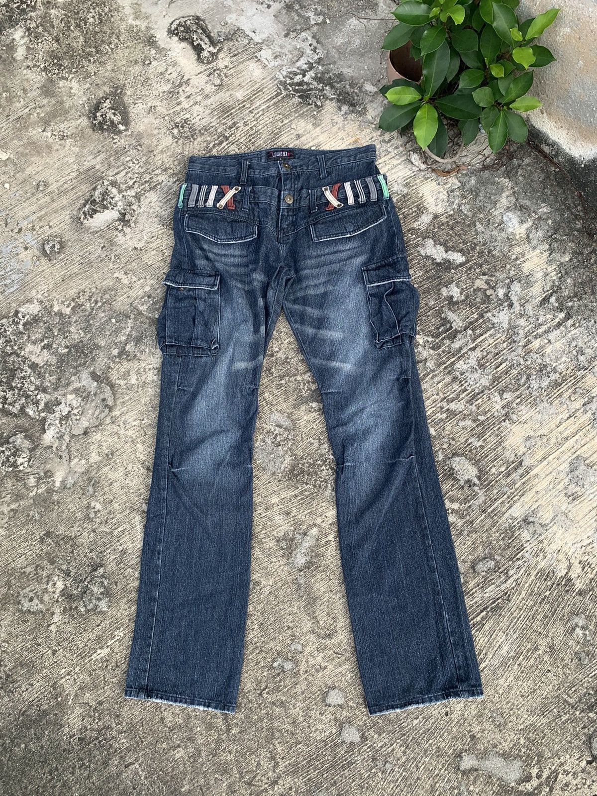 vintage lowbox 2002 double waist multipocket cargo jeans
