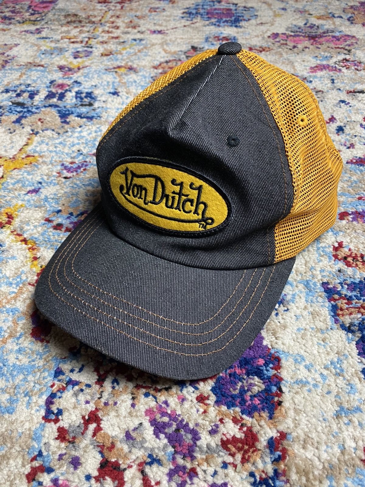 Vintage × Von Dutch Classic Von Dutch Denim/Yellow Kustommade Originals Snapback Size ONE SIZE - 3 Thumbnail