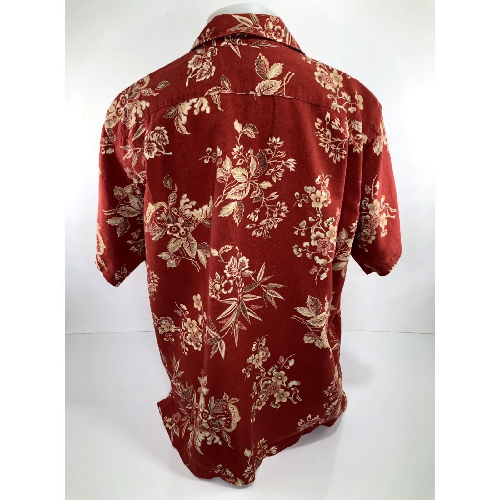 Polo Ralph Lauren VINTAGE Polo Ralph Lauren Camp Linen Blend Hawaiian Shirt XL Aloha Floral Short Sleeve Orangish Red Men Button-Up Size US XL / EU 56 / 4 - 4 Thumbnail