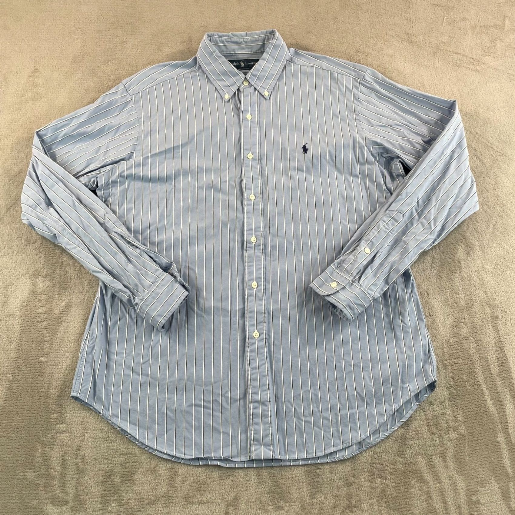 Polo Ralph Lauren Polo Ralph Lauren Classic Fit Shirt Men Large Blue Striped Pony Preppy Office Size US L / EU 52-54 / 3 - 3 Thumbnail