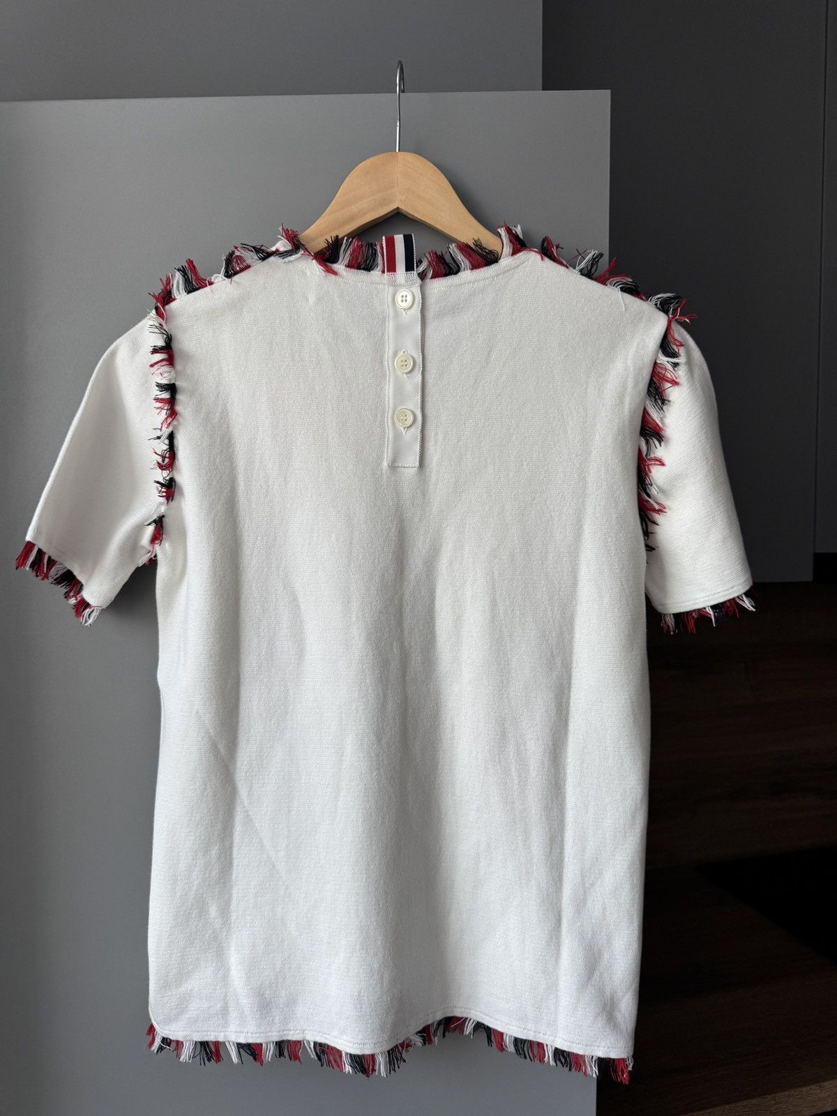Thom Browne Thom Browne Fringe Embellished White T-Shirt Size M / US 6-8 / IT 42-44 - 6 Thumbnail