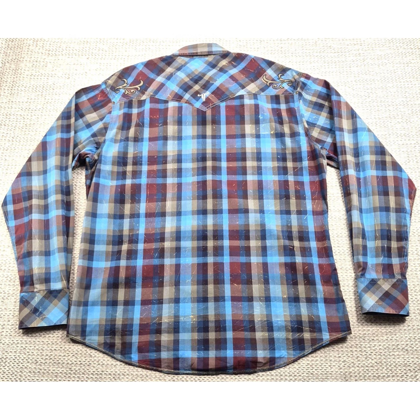 47 Rock 47 Wrangler Shirt Mens XL Blue Plaid Long Sleeve Western Snap Embroidered Size US XL / EU 56 / 4 - 7 Thumbnail