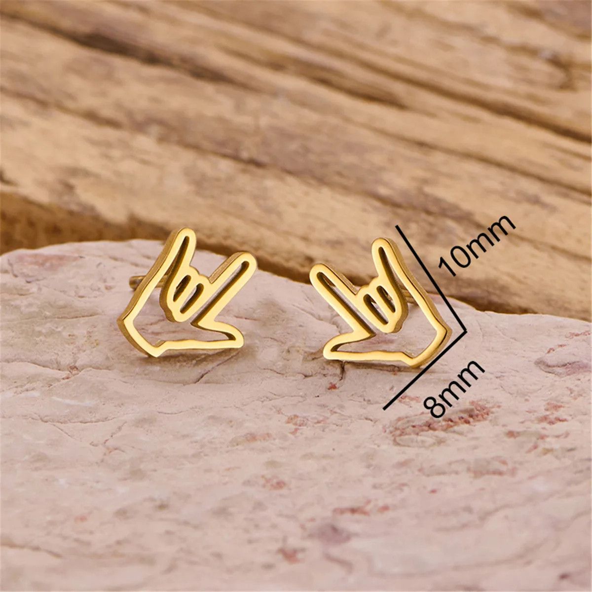 Jewelry I Love You Gesture Mini Stud Earrings Charm Earring Gift Size ONE SIZE - 2 Thumbnail