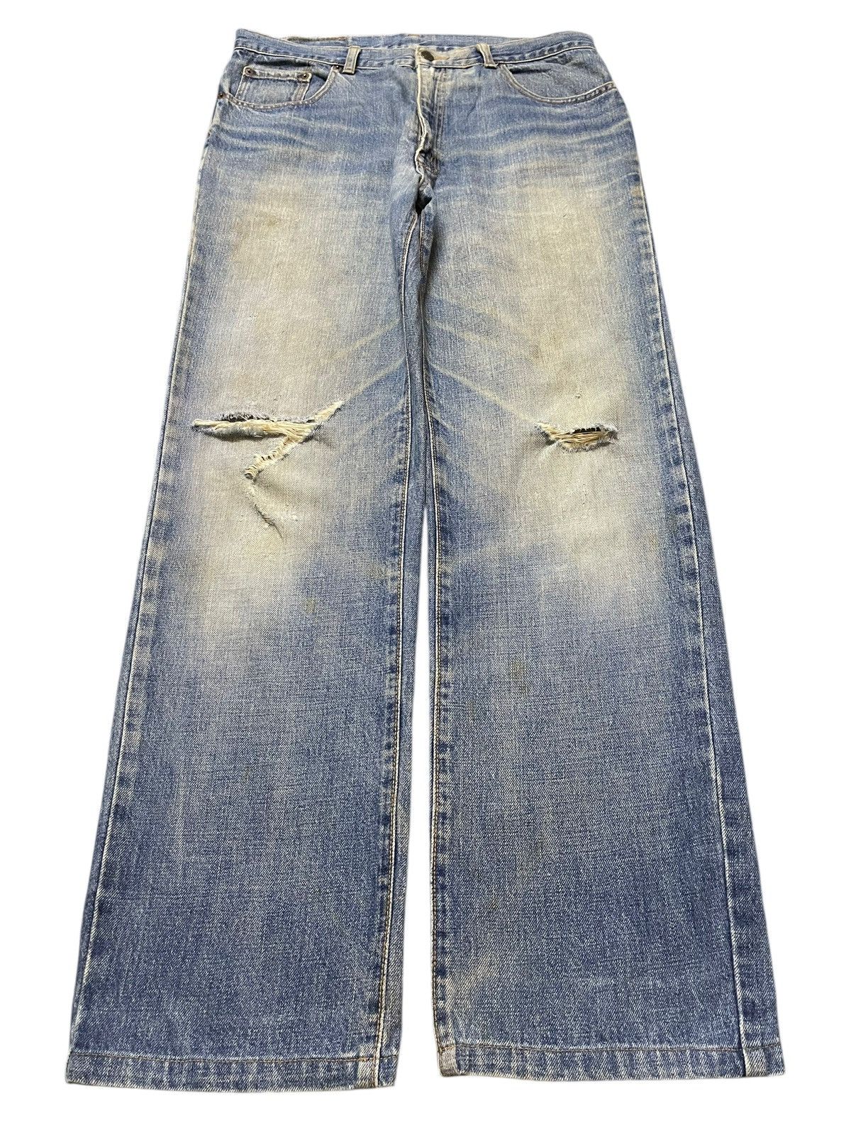In The Attic Vintage Japanese Brand Mud Wash Faded Distress Loose Jeans Size US 33 - 1 Thumbnail