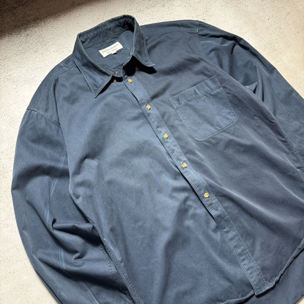 Yves Saint Laurent 90s saint laurent overshot button ups with big logo Size US XL / EU 56 / 4 - 2 Thumbnail