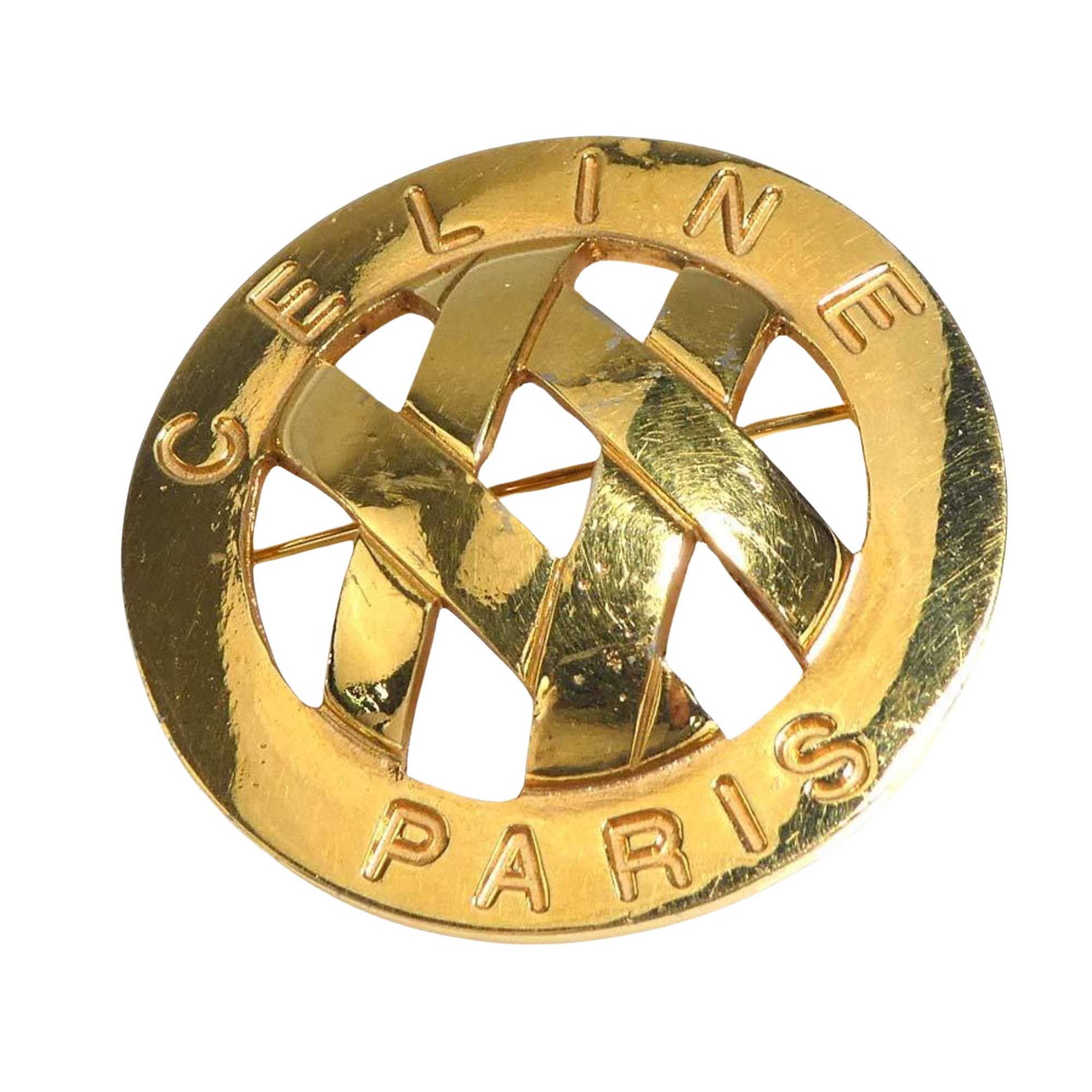 image of Celine Céline Brooch in Gold, Women's