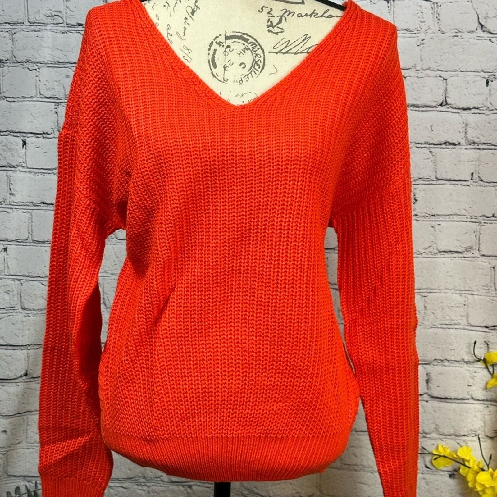Other Reversible Twisted Knit Long Sleeve Fall Sweater Orange M Size M / US 6-8 / IT 42-44 - 8 Thumbnail