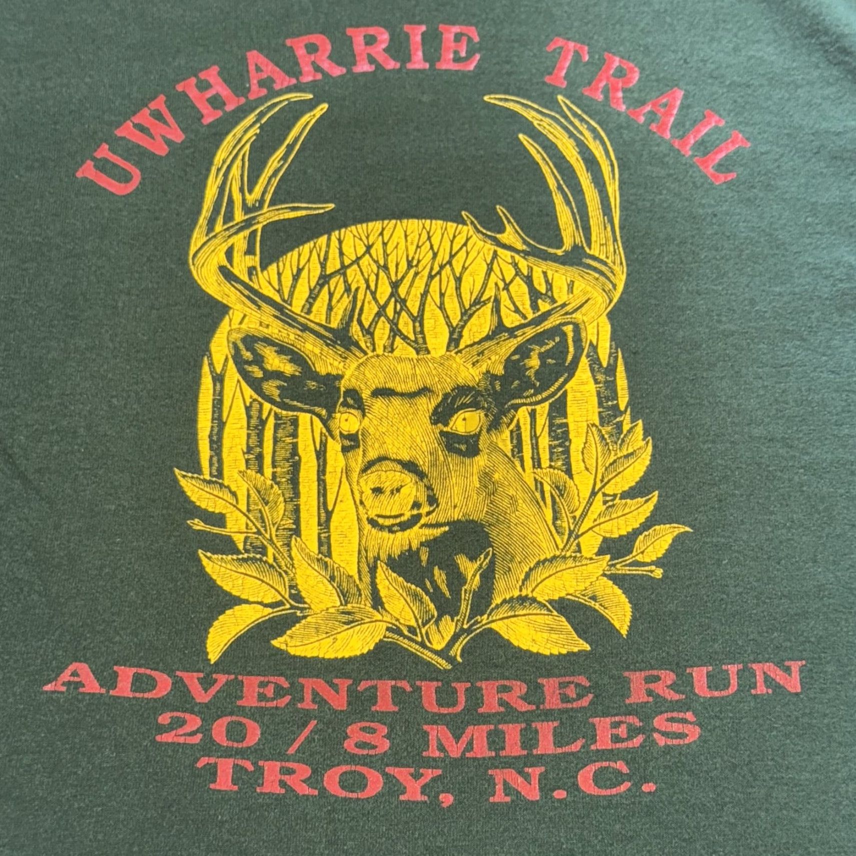 Fruit Of The Loom Uwharrie Trail Adventure Run Shirt Mens XL Green Deer Graphic Troy NC Race Tee Size US XL / EU 56 / 4 - 2 Thumbnail