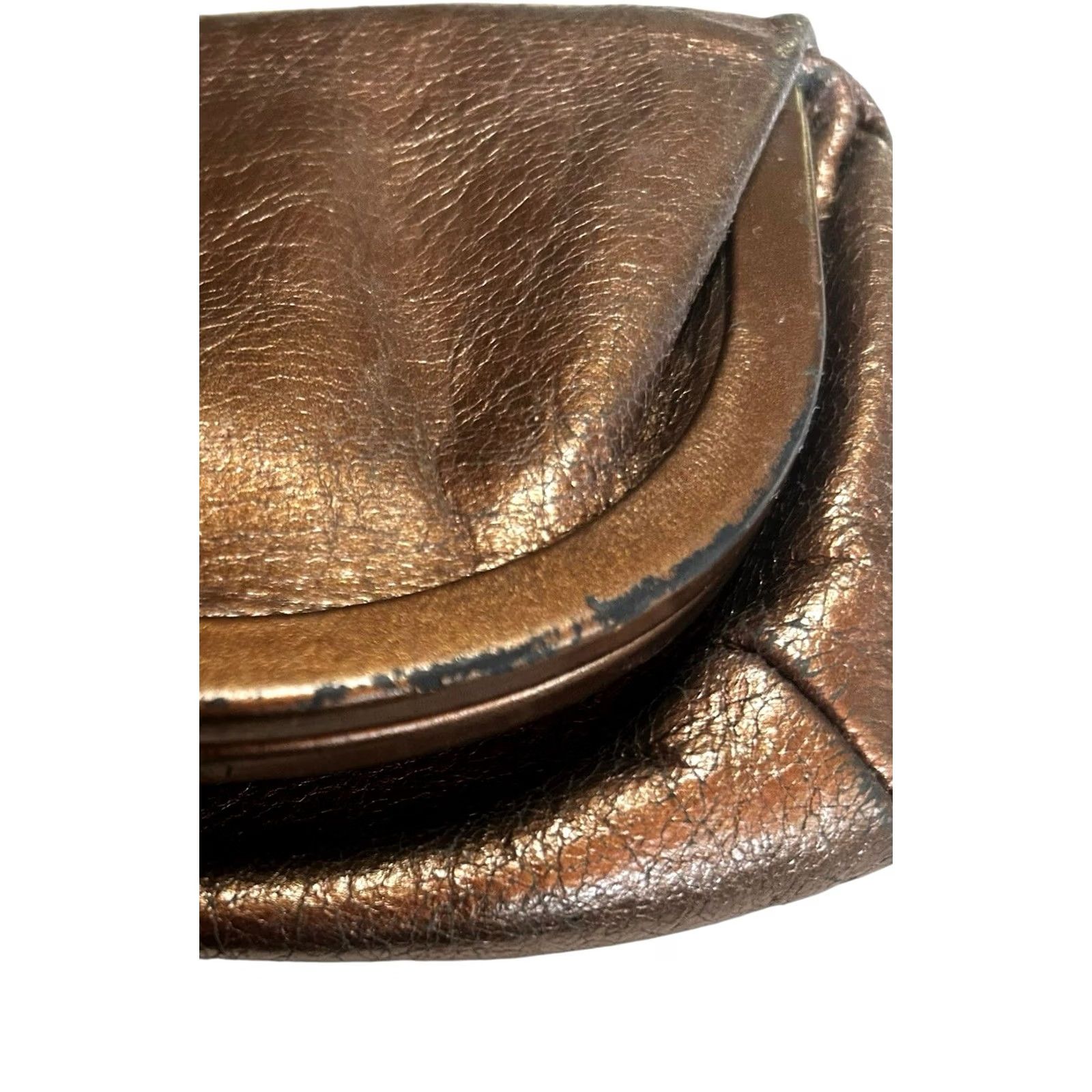 Vintage VINTAGE HOBO International Skyler Clutch Leather Metallic Brown FoldOver Crossbody Wristlet Purse Size ONE SIZE - 6 Thumbnail