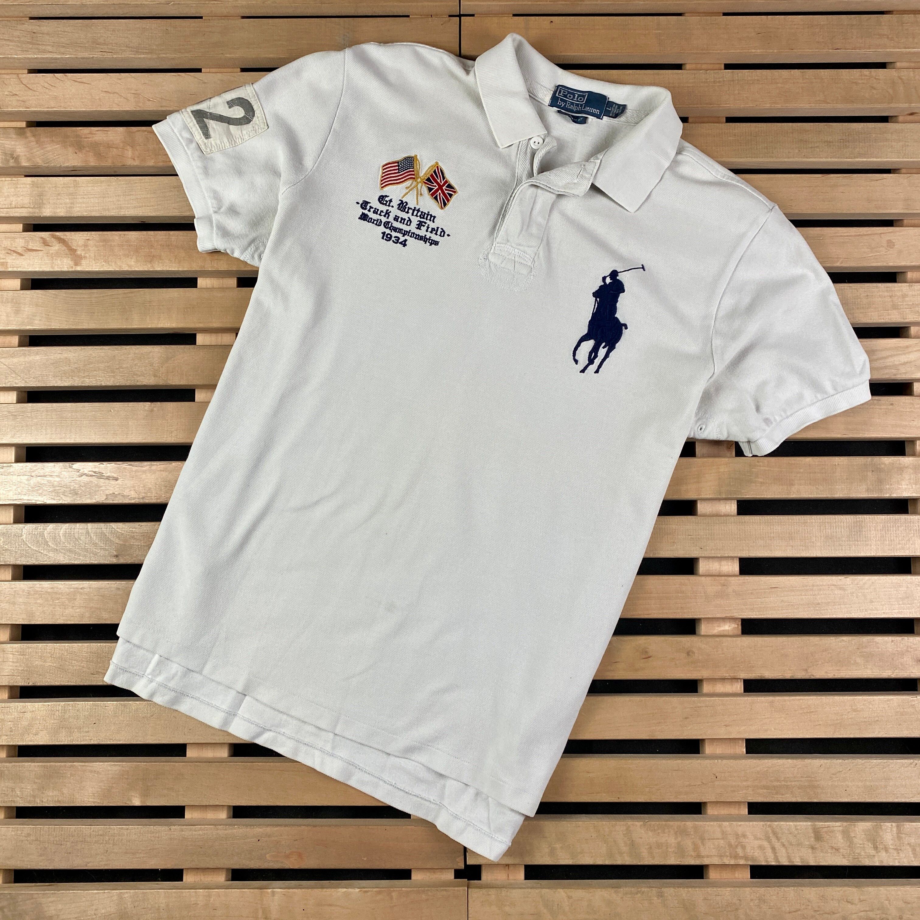 Pre-owned Polo Ralph Lauren X Ralph Lauren Mens Short Sleeve Polo T-shirt Polo Ralph Laurent Size L In White