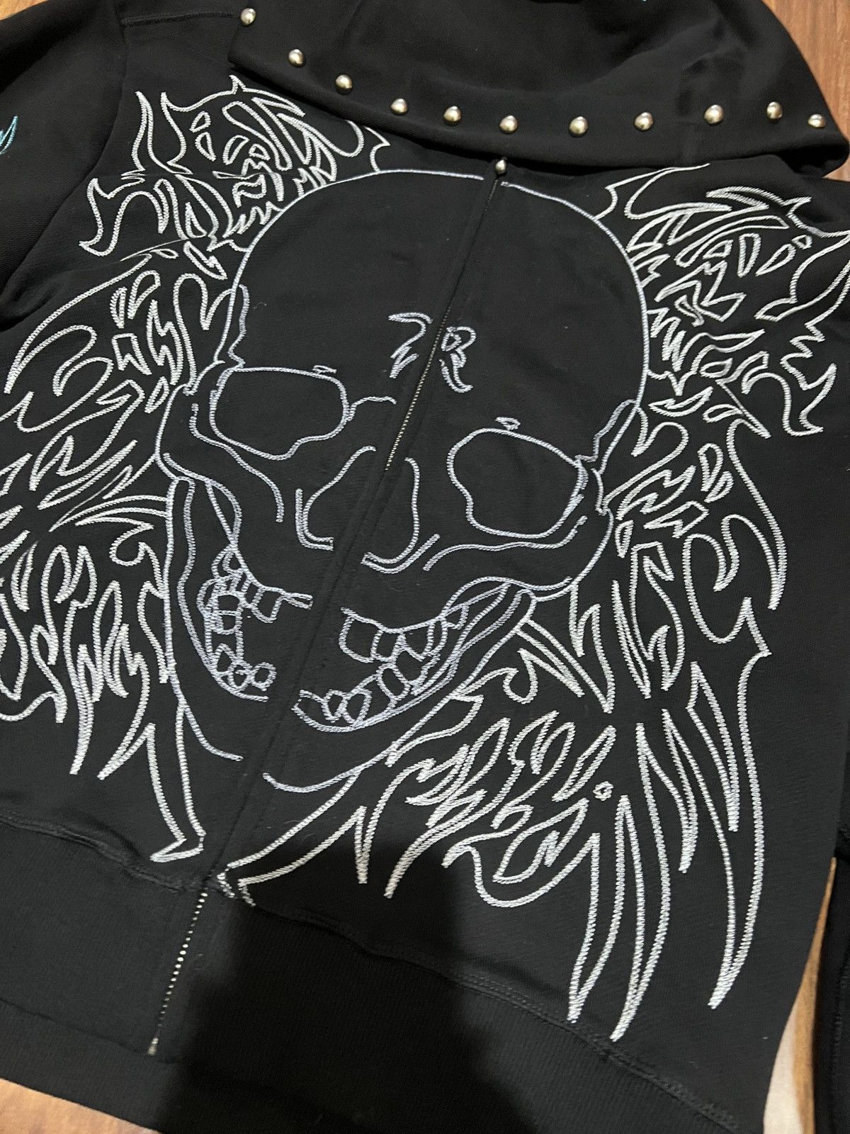 Revenge Revenge Embroidered Tribal Zip Up Skull Hoodie Black Size US S / EU 44-46 / 1 - 5 Thumbnail