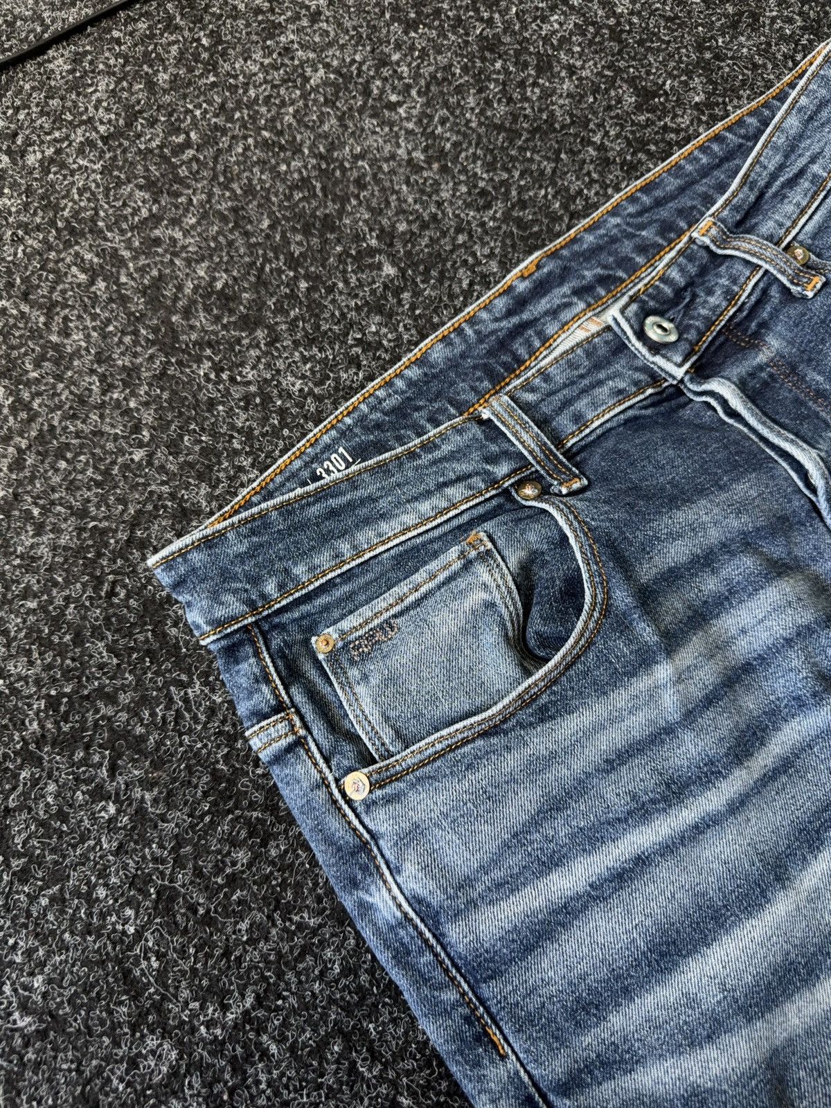 G-Star Retro Y2K 90s G-Star RAW 3301 Straight Faded Denim Jeans Size US 34 / EU 50 - 8 Thumbnail