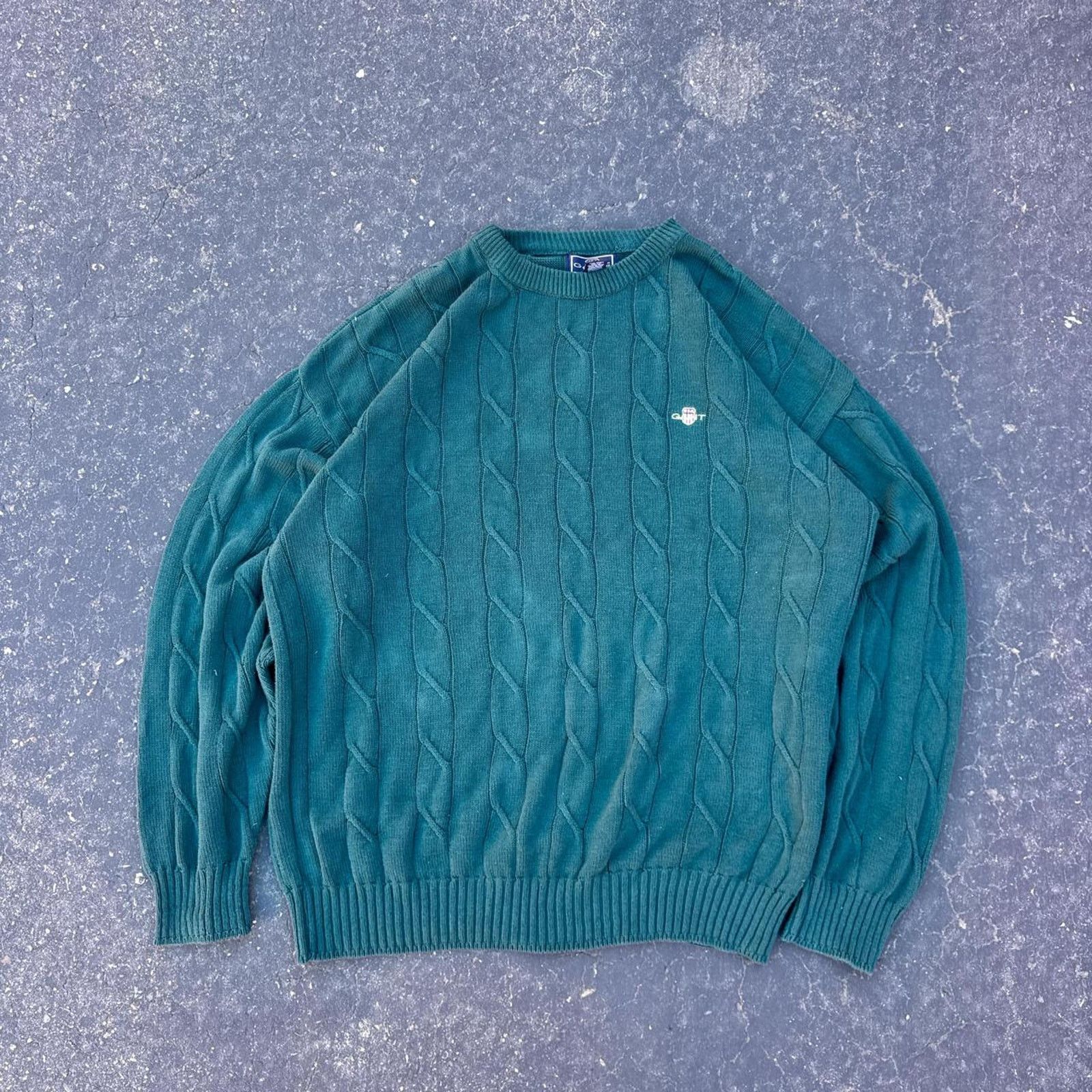 Gant Vintage 90s GANT U.S. Cable Knit Green Sweater Size 2XL Tall Size US XXL / EU 58 / 5 - 1 Thumbnail