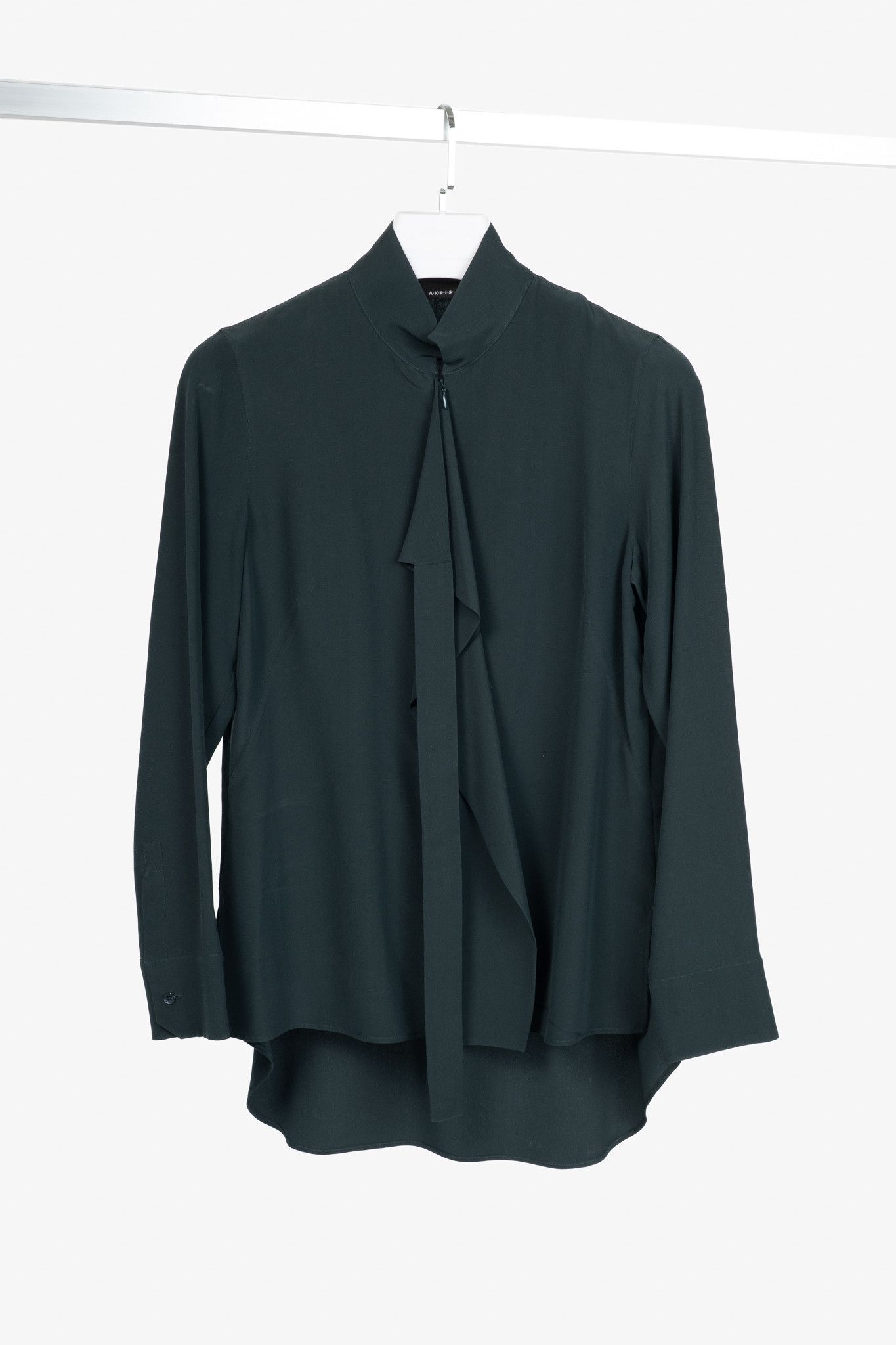 Akris Akris Green Silk-Crepe Draped Blouse Size M / US 6-8 / IT 42-44 - 1 Thumbnail