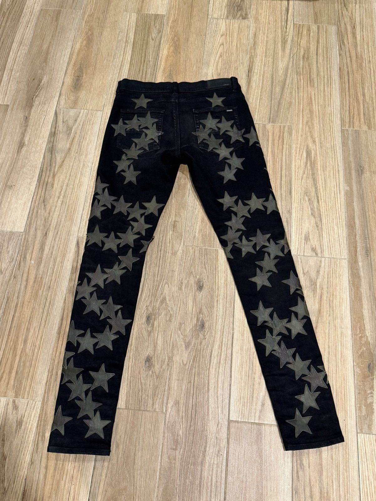 Amiri Amiri X Chemist Camo Leather Star Patch Blk Denim Jeans Size US 32 / EU 48 - 2 Thumbnail