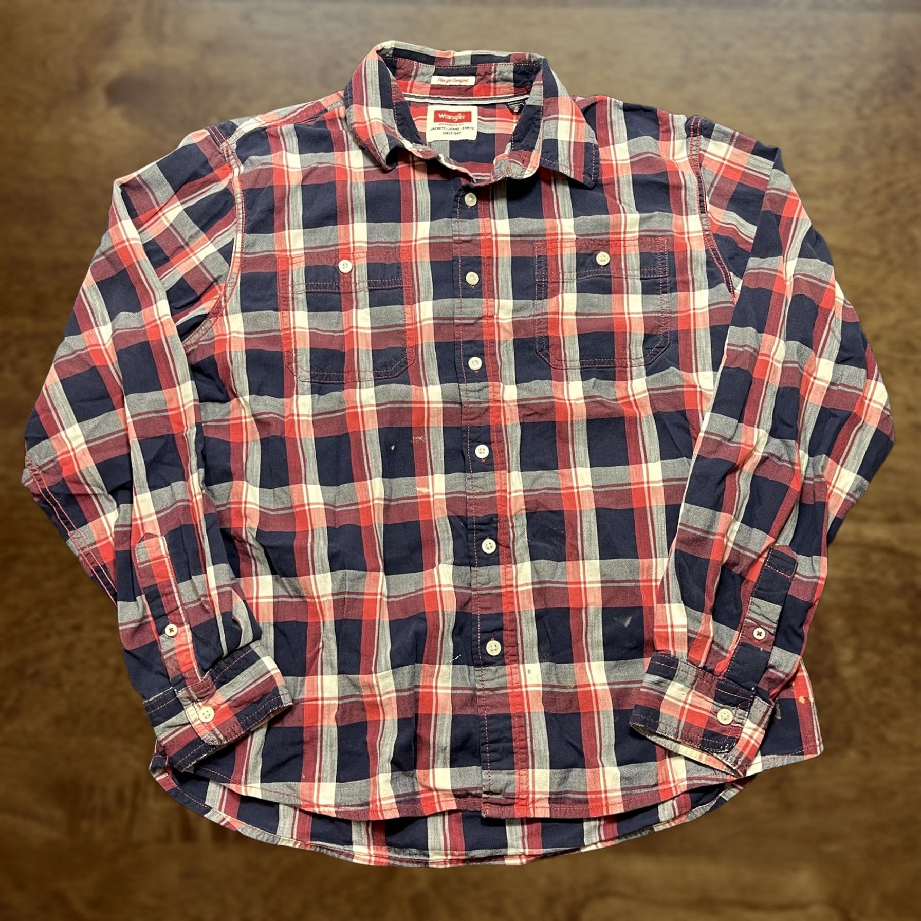 Wrangler Wrangler Shirt Mens L Blue Red Plaid Long Sleeve Button-Up Cotton Casual Size US L / EU 52-54 / 3 - 1 Thumbnail