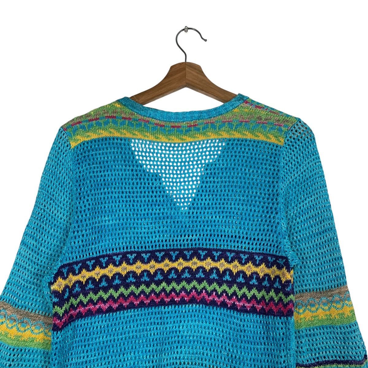 Handmade MORIOKA SACHIKO 3q Sleeve Mesh Knitwear Handmade #1222-C55 Size US M / EU 48-50 / 2 - 9 Thumbnail