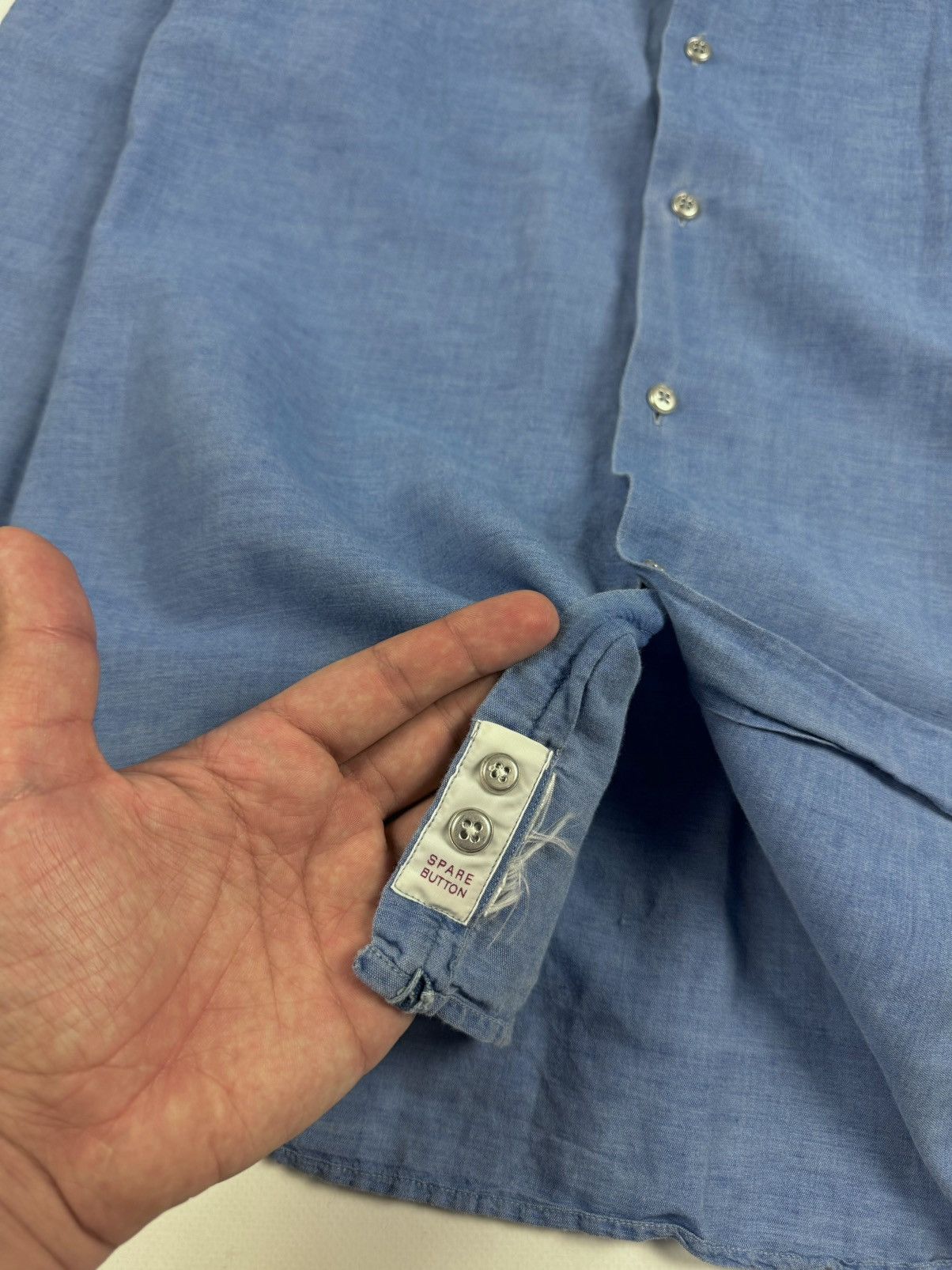 Designer × Glanshirt GLANSHIRT Blue Linen Long Sleeve Shirt Size US M / EU 48-50 / 2 - 8 Thumbnail