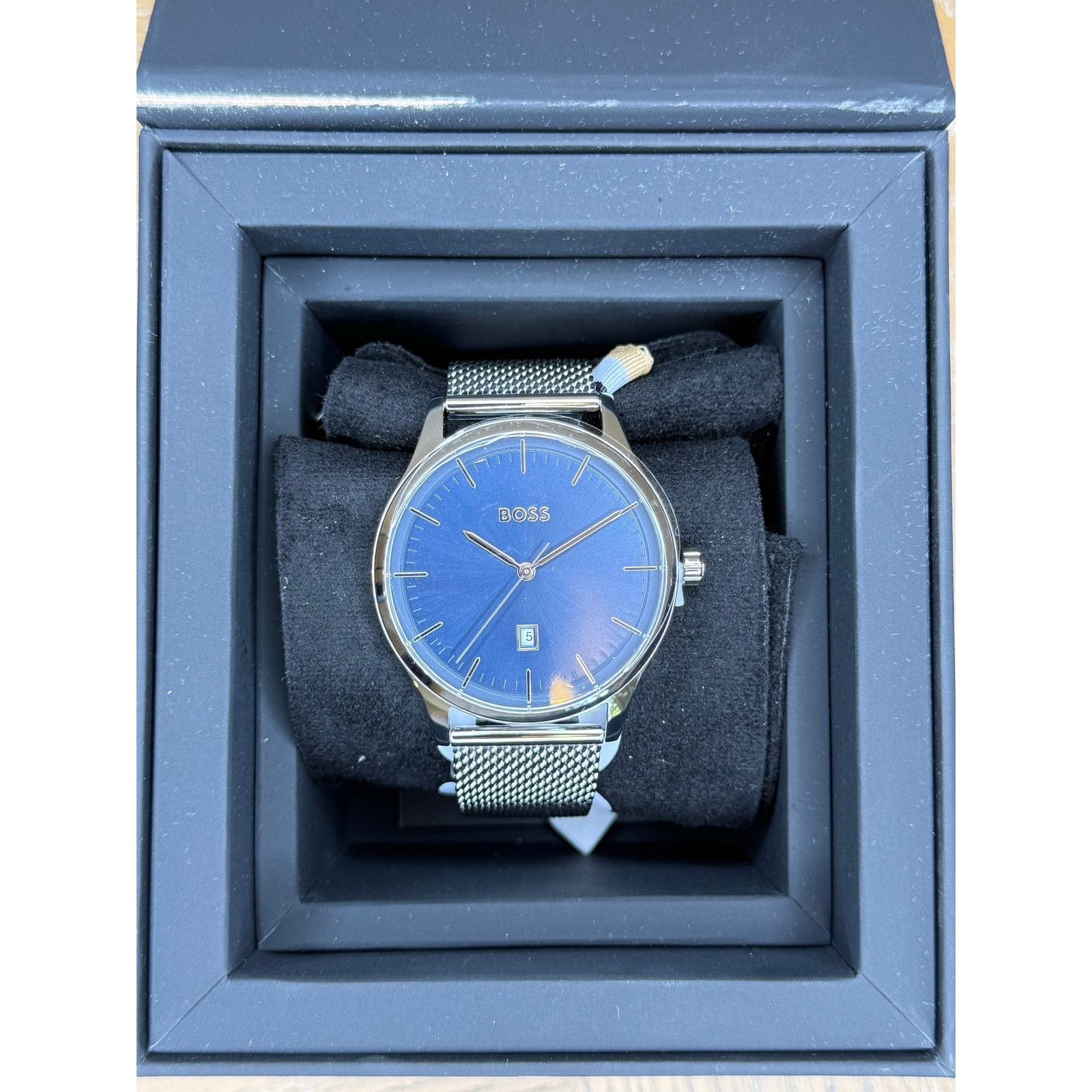 Hugo Boss Hugo Boss Mens Watch Blue Dial Mesh Stainless Steel Bracelet Size ONE SIZE - 1 Thumbnail