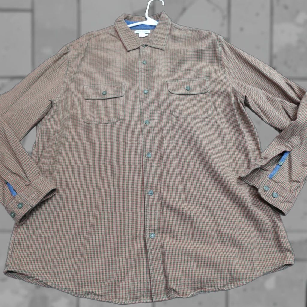 Carbon2Cobalt Carbon 2 Cobalt Shirt Plaid Cotton Flannel Long Sleeve Button-Up Brown Green Large Mens Size US L / EU 52-54 / 3 - 1 Thumbnail