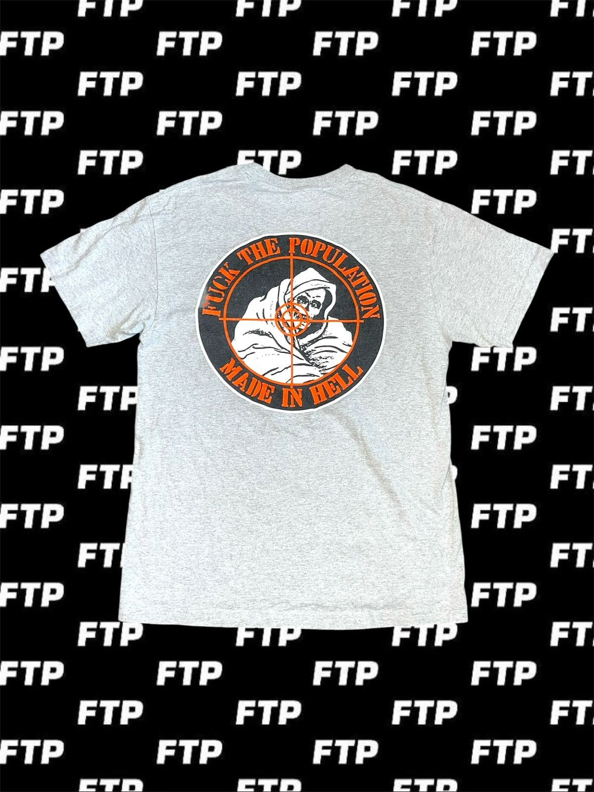 FTP Fuck The Population Reaper Tee Gray Size Large
