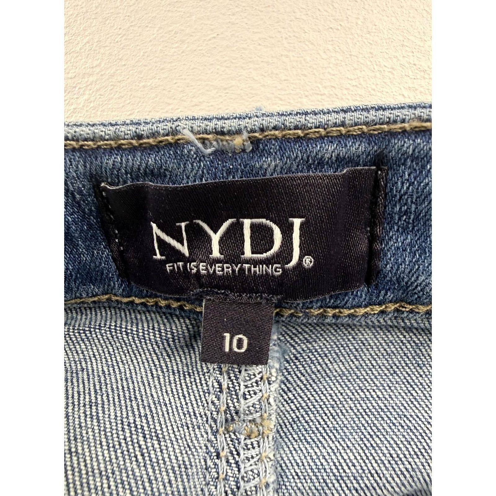 NYDJ NYDJ Jeans Skinny Ankle 10 Womens Blue Mid Rise Denim Fringe Hem Slim Pocket 5-Pocket Zipper Stretch Cotton Blend 27in Inseam Size 32" / US 10 / IT 46 - 3 Thumbnail