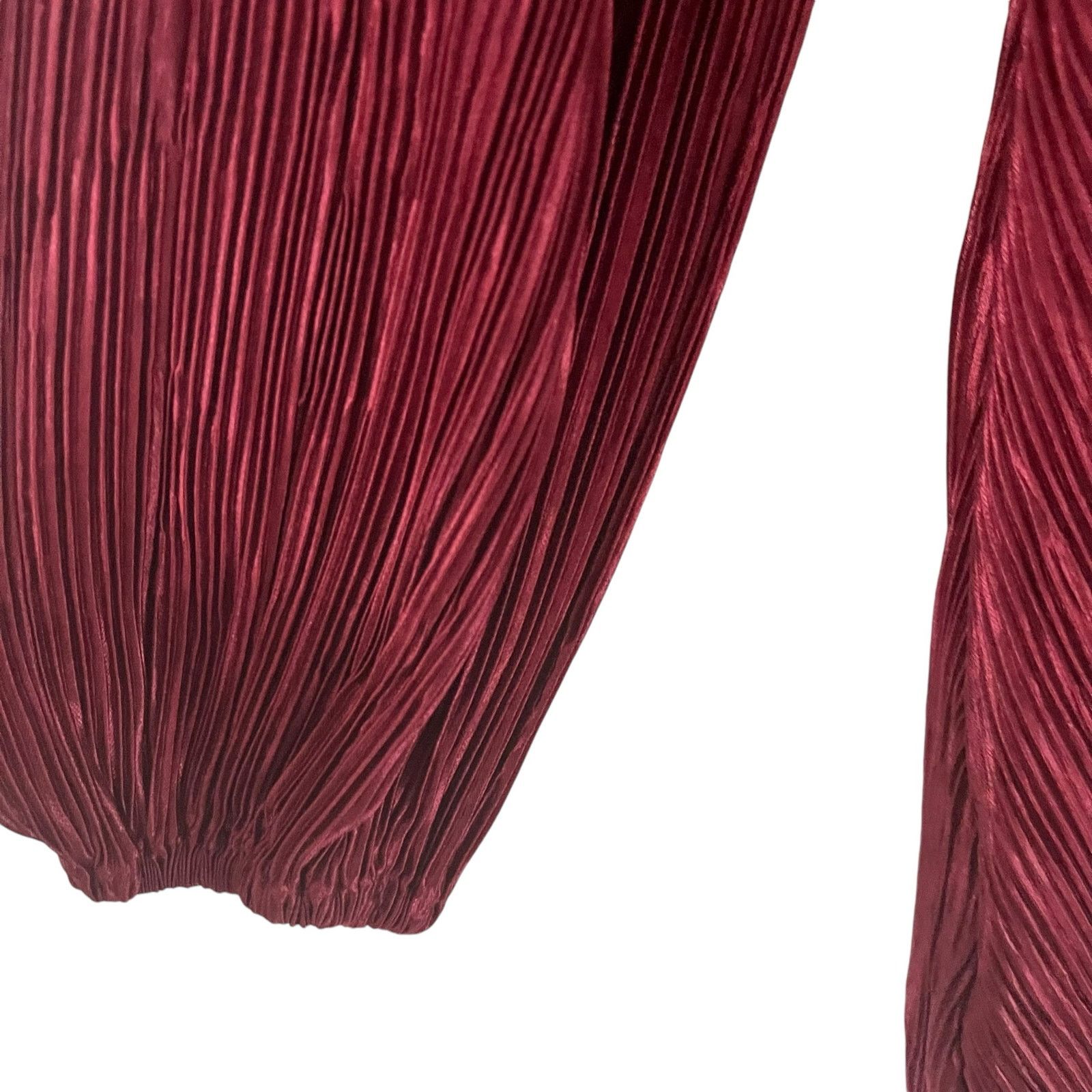 Banana Republic Banana Republic Burgundy Long Sleeve Plisse Pleated Dress Size S / US 4 / IT 40 - 4 Thumbnail