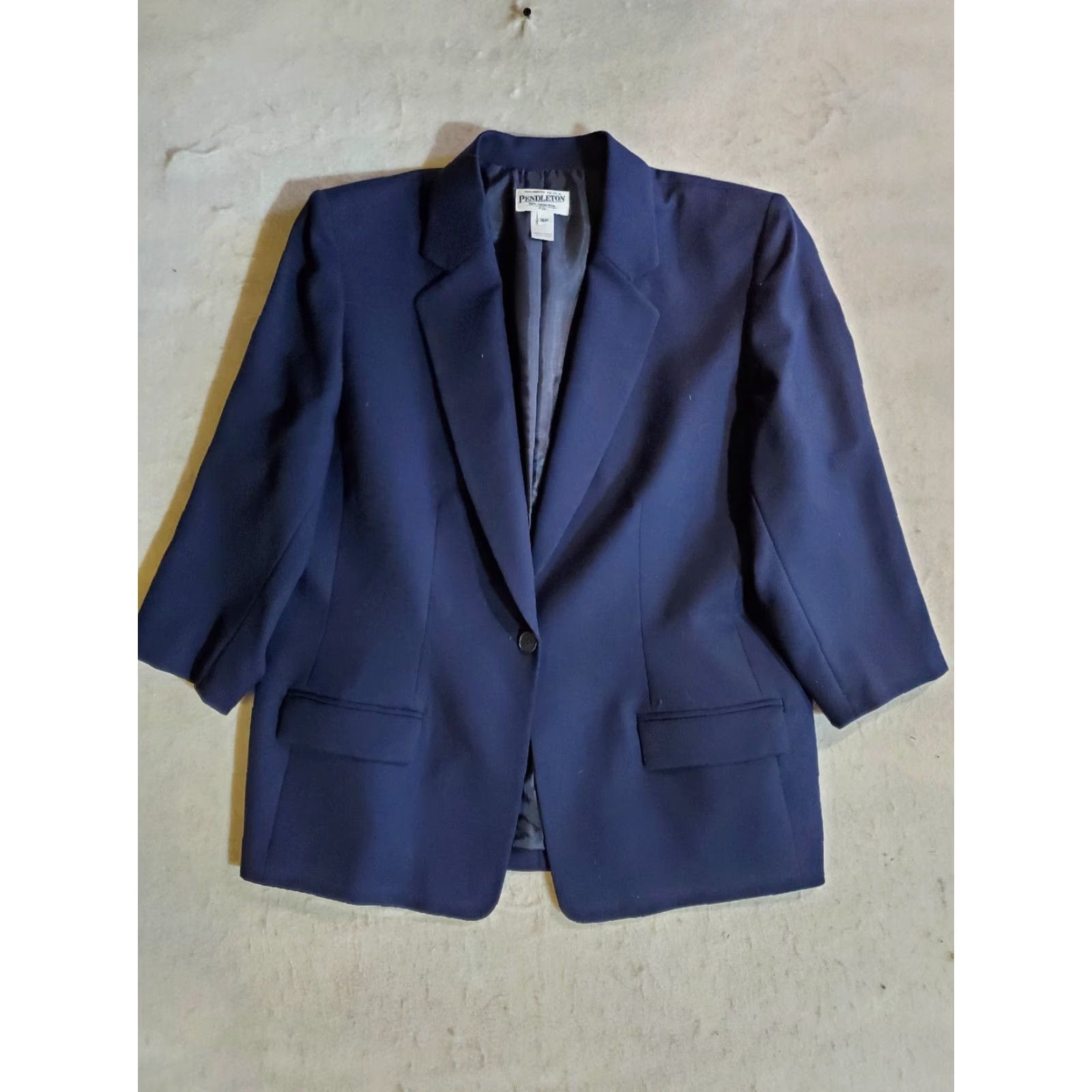 Pendleton VINTAGE Pendleton Signature Blazer Navy Blue One-Button Front Womens Sz 16W Size XXL / US 16-18 / IT 52-54 - 2 Thumbnail