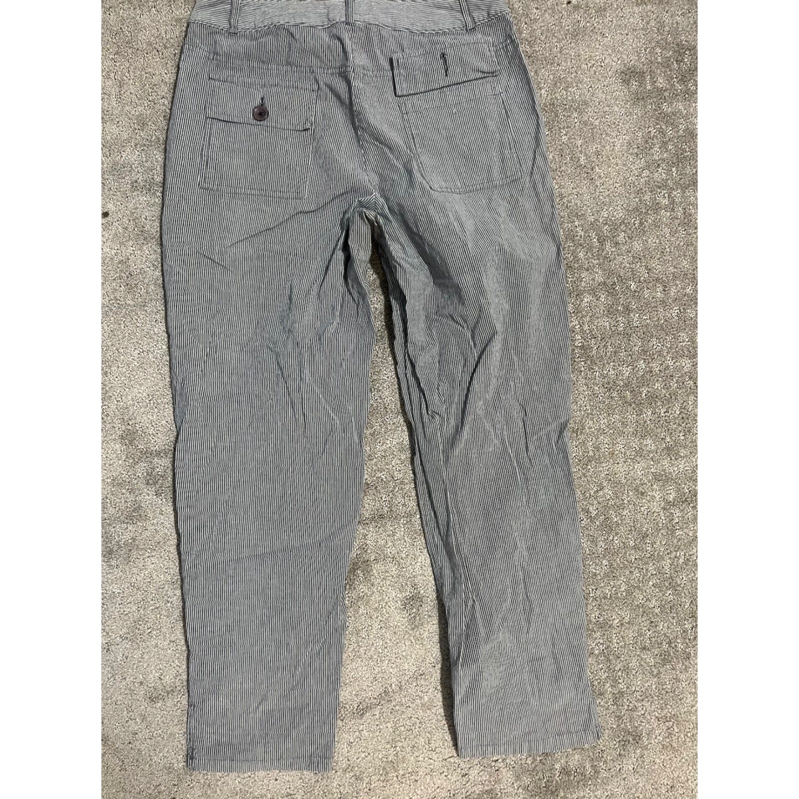 Talbots Talbots Pinstriped Pant Trouser Leg Full Length 10 White Blue Pants Women Regular Office Dress Pockets Stretch Inseam 29.5 in 29.5in Size 32" / US 10 / IT 46 - 3 Thumbnail