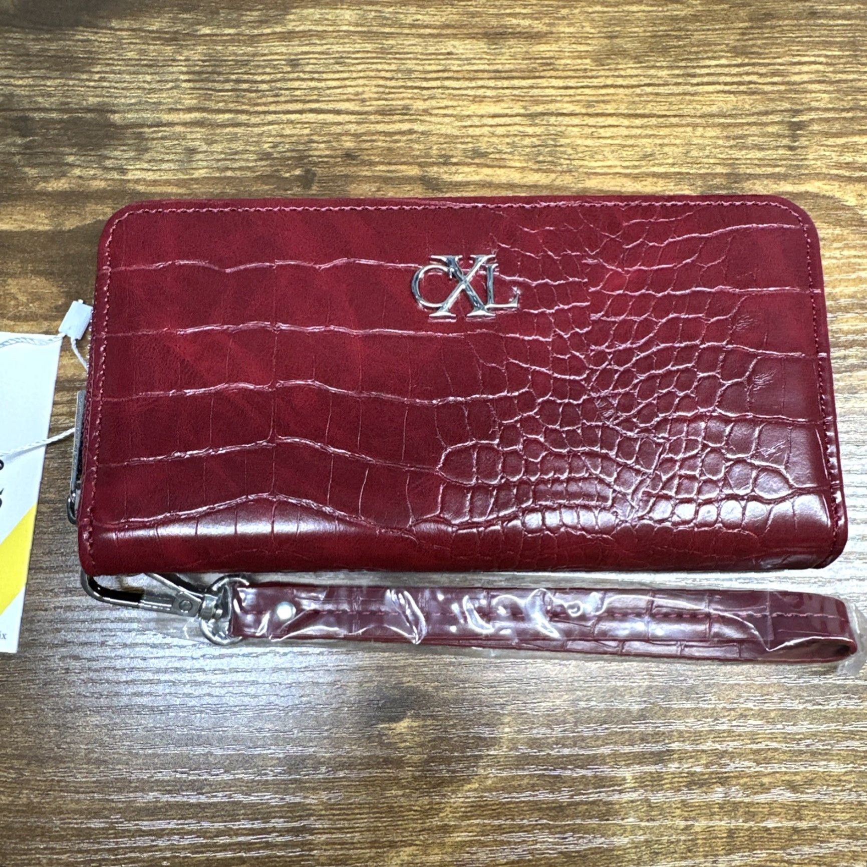 Christian Lacroix Christian Lacroix Red Zip-Around Wallet Wristlet Clutch Kara Croco CXL - Women - Zip-Around - Red - S - Logo - Strap - Zipper Size ONE SIZE - 3 Thumbnail