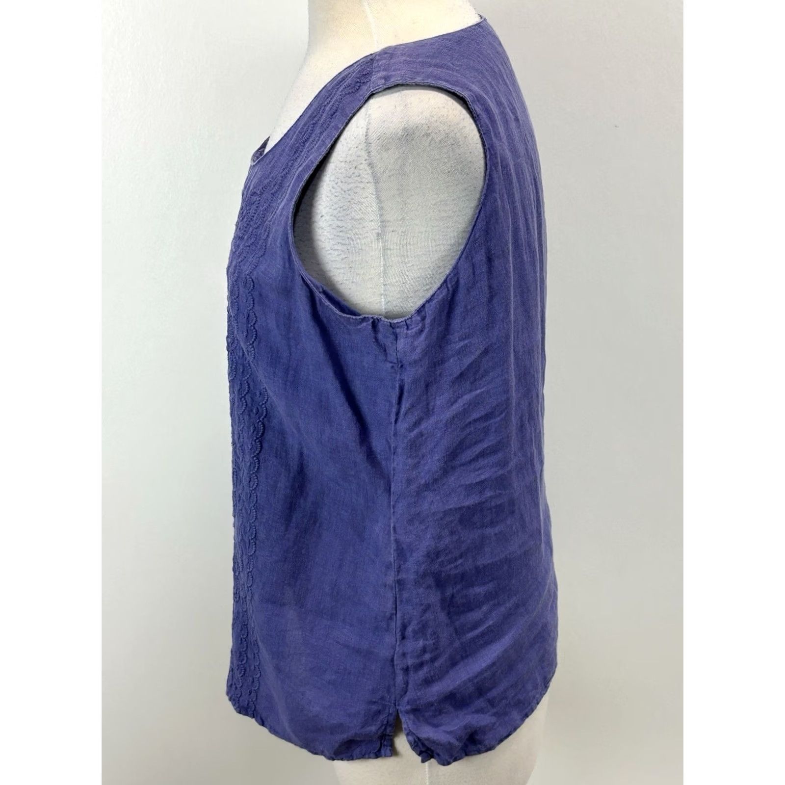 Vintage Karyn Seo Linen Embroidered Top Shirt Womens M Purple Boho Lagenlook Coastal Shirt Womens M Purple Boho Lagenlook Coastal Size M / US 6-8 / IT 42-44 - 2 Thumbnail