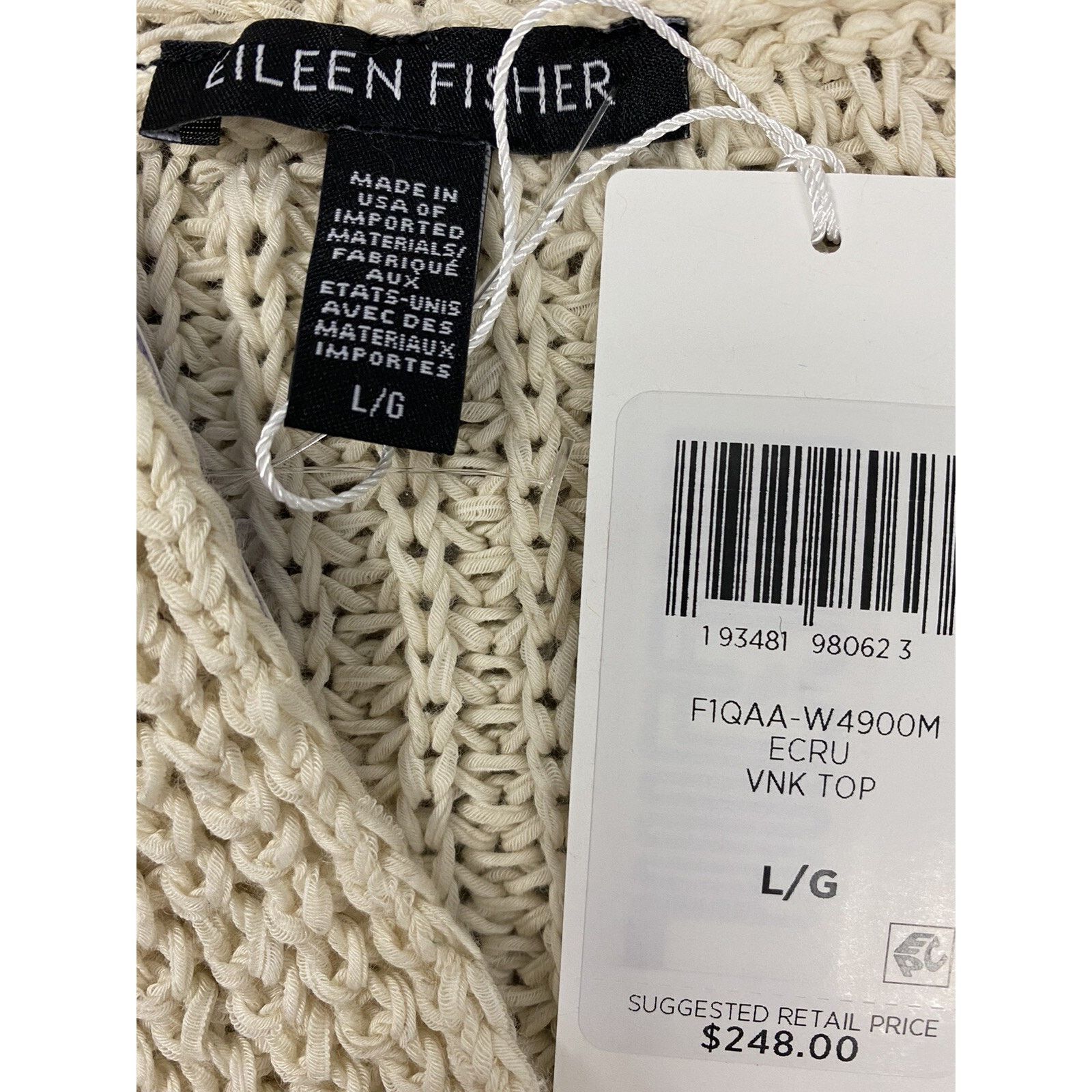 Eileen Fisher Eileen Fisher Ecru V-neck chunky Size L Organic A003041 Size L / US 10 / IT 46 - 4 Thumbnail