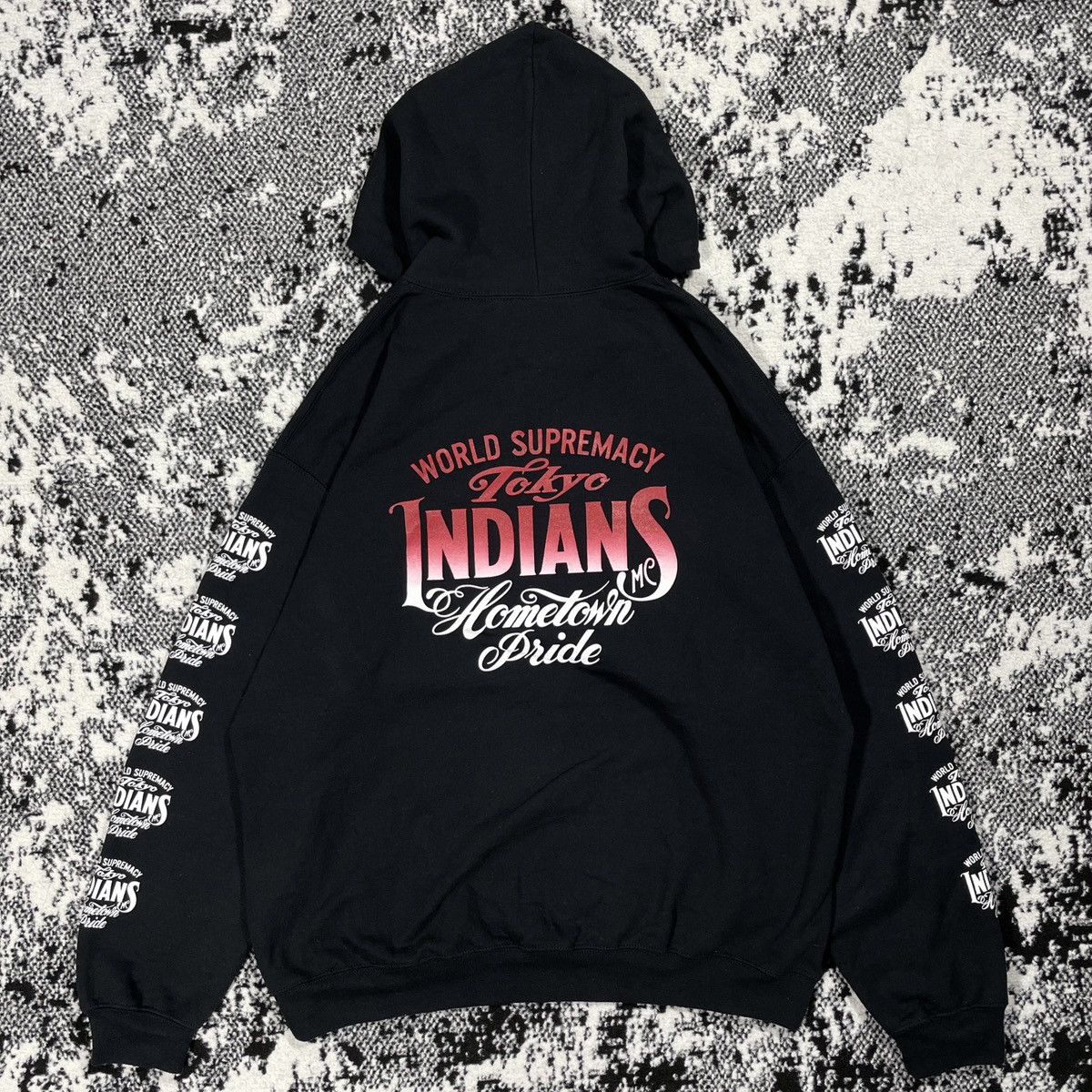 image of Racing x Vintage Tokyo Indians Hometown Pride Hoodie in Black, Men's (Size Large)