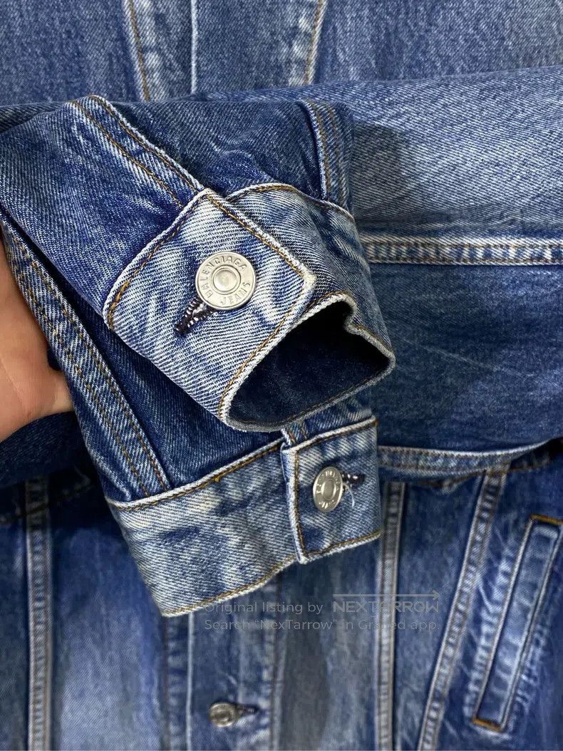 Balenciaga Balenciaga Washed denim jacket with back letter print logo Size US M / EU 48-50 / 2 - 5 Thumbnail