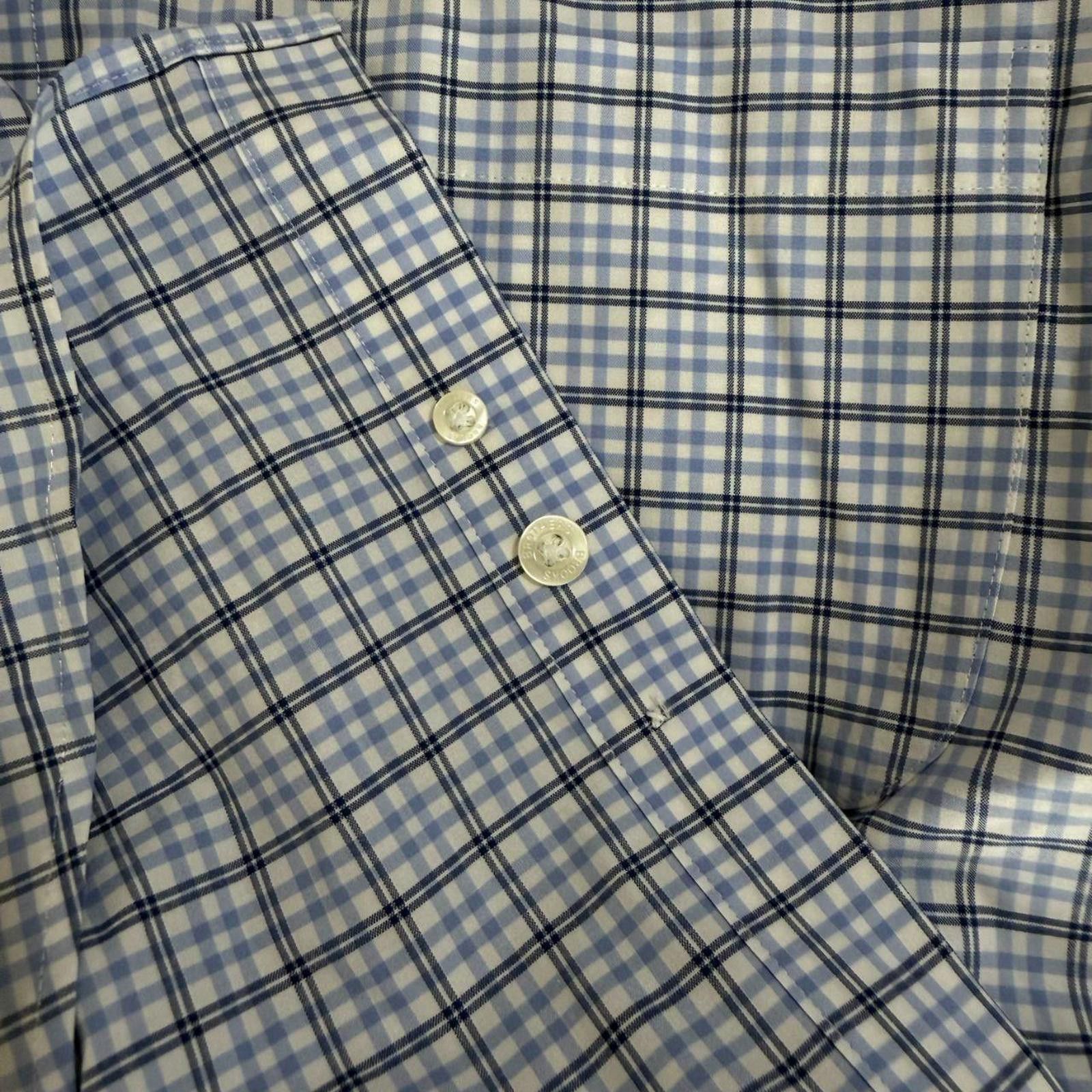 Brooks Brothers Brooks Brothers Men's XL Blue Non-Iron Long Sleeve Plaid Size US XL / EU 56 / 4 - 2 Thumbnail