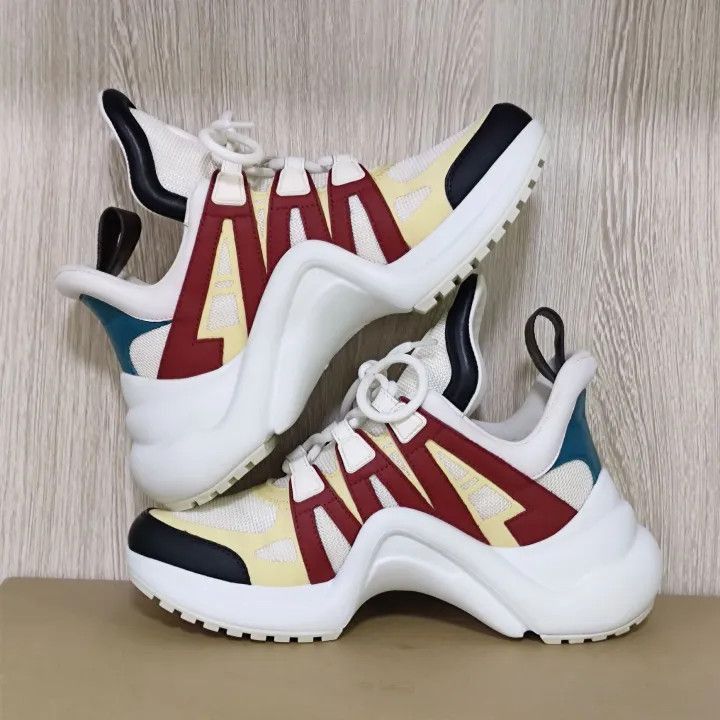 Louis Vuitton Louis Vuitton Stylish Low-Top Sneakers in White Red Yellow Size US 5.5 / EU 38 - 6 Thumbnail
