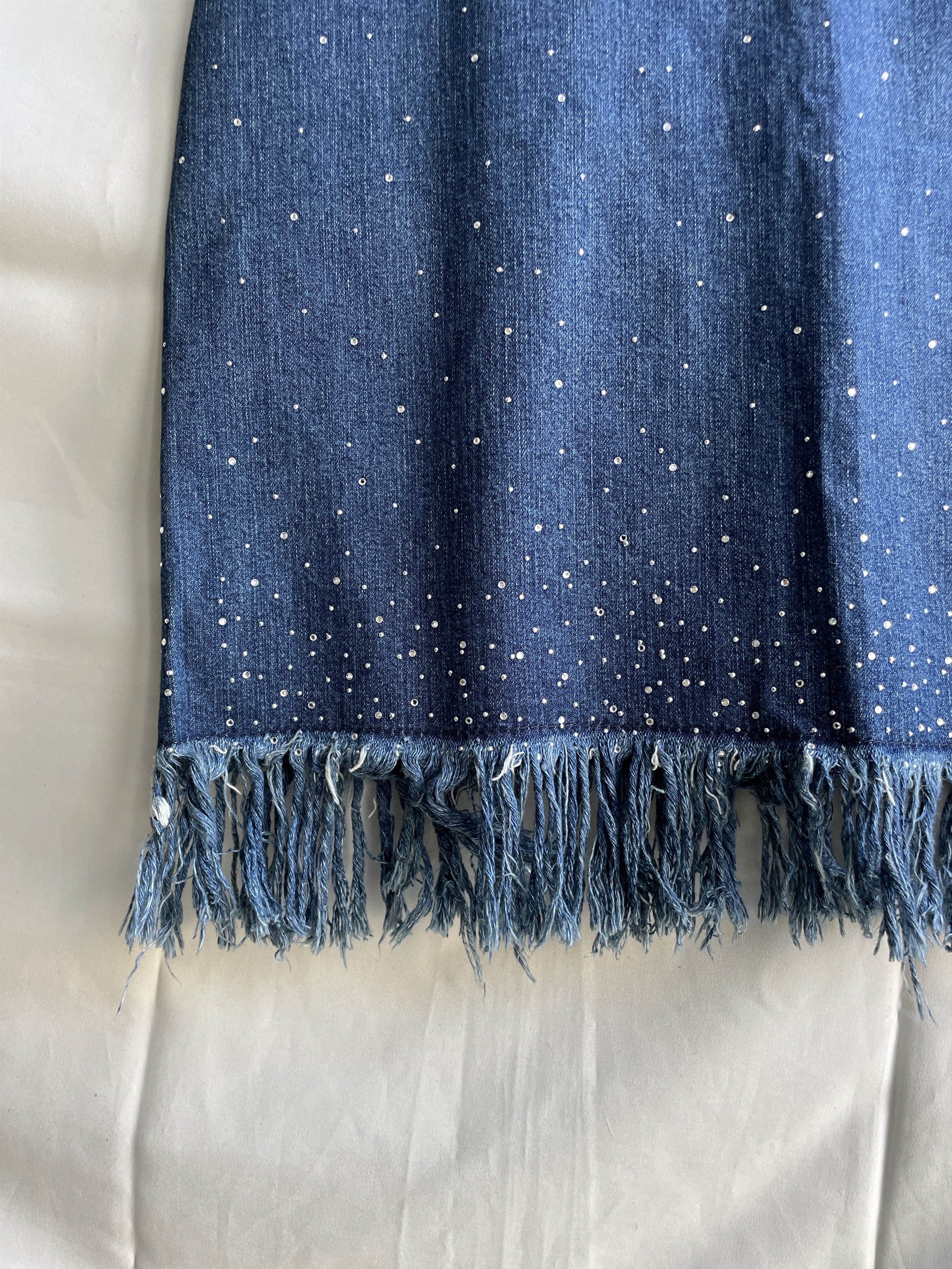 Fendi Fendi Vintage 00s Rhinestone Fringe Denim Midi Skirt Size 28 Size 28" / US 6 / IT 42 - 4 Thumbnail